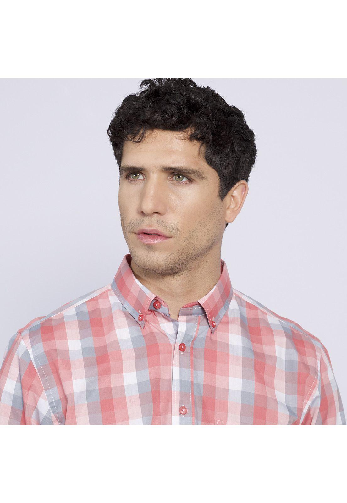 Camisa Manga Larga Trevira Fantasía Regular Fit Botón Cuello Palo rosa-2