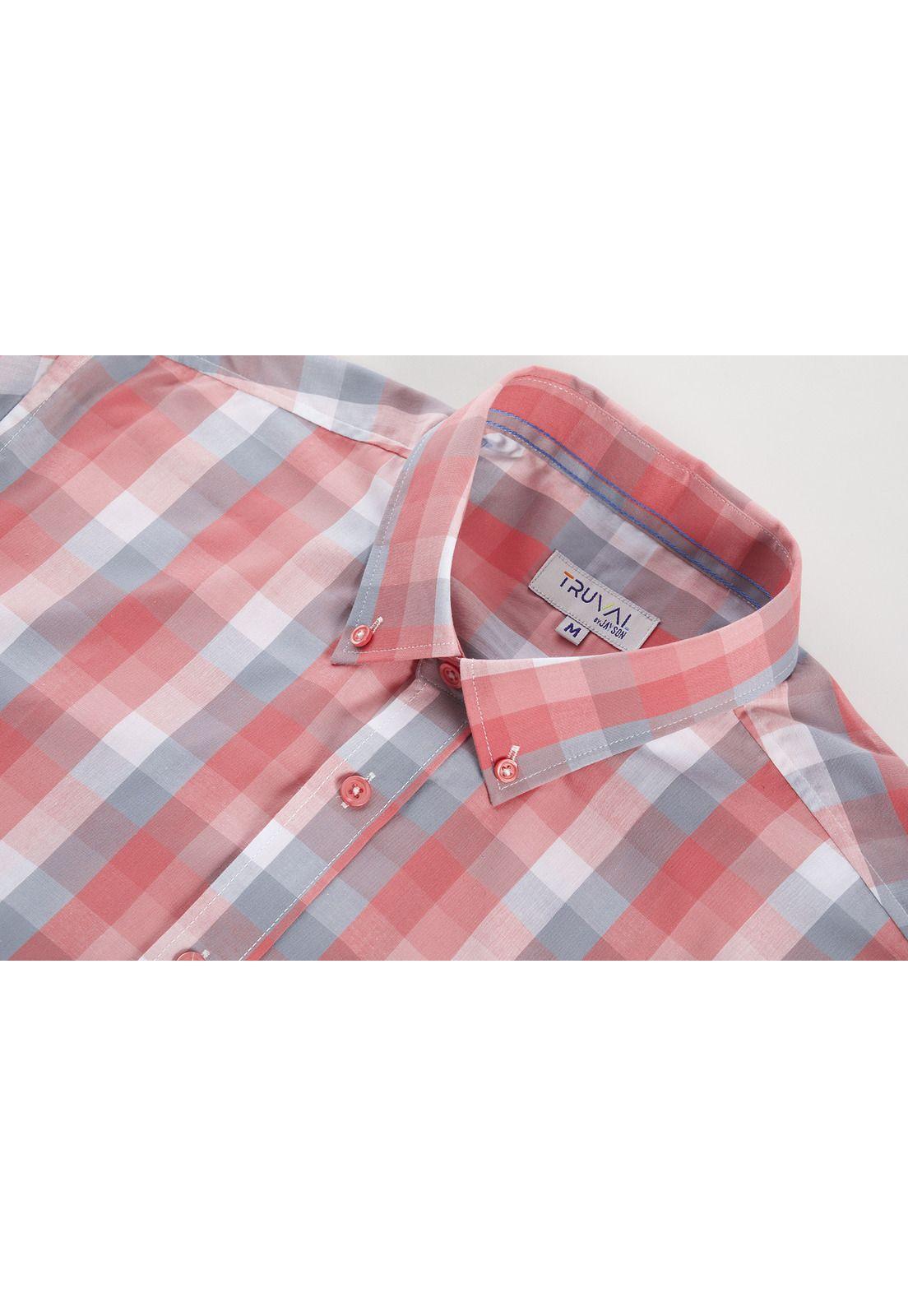 Camisa Manga Larga Trevira Fantasía Regular Fit Botón Cuello Palo rosa-3