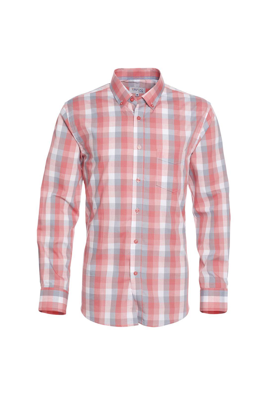 Camisa Manga Larga Trevira Fantasía Regular Fit Botón Cuello Palo rosa-4