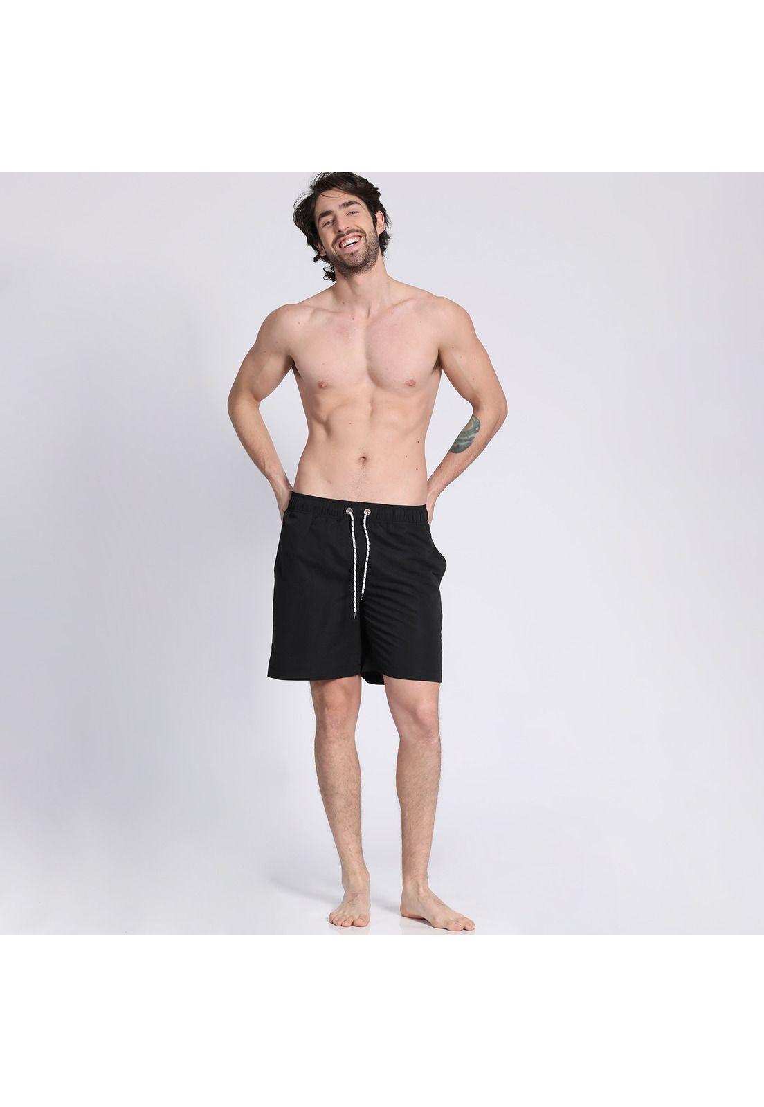 Traje de Baño Liso Negro-0