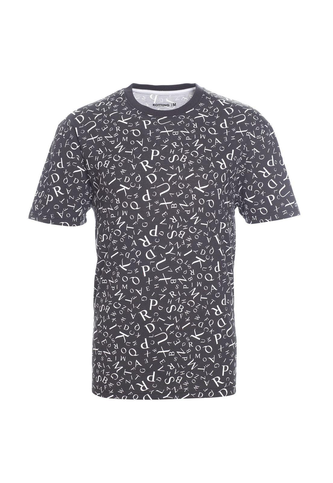 Polera Manga Corta Jersey Print Negro-0
