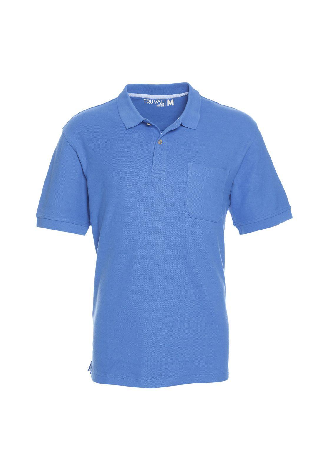 Polera Manga Corta Pique Lisa Azul-3