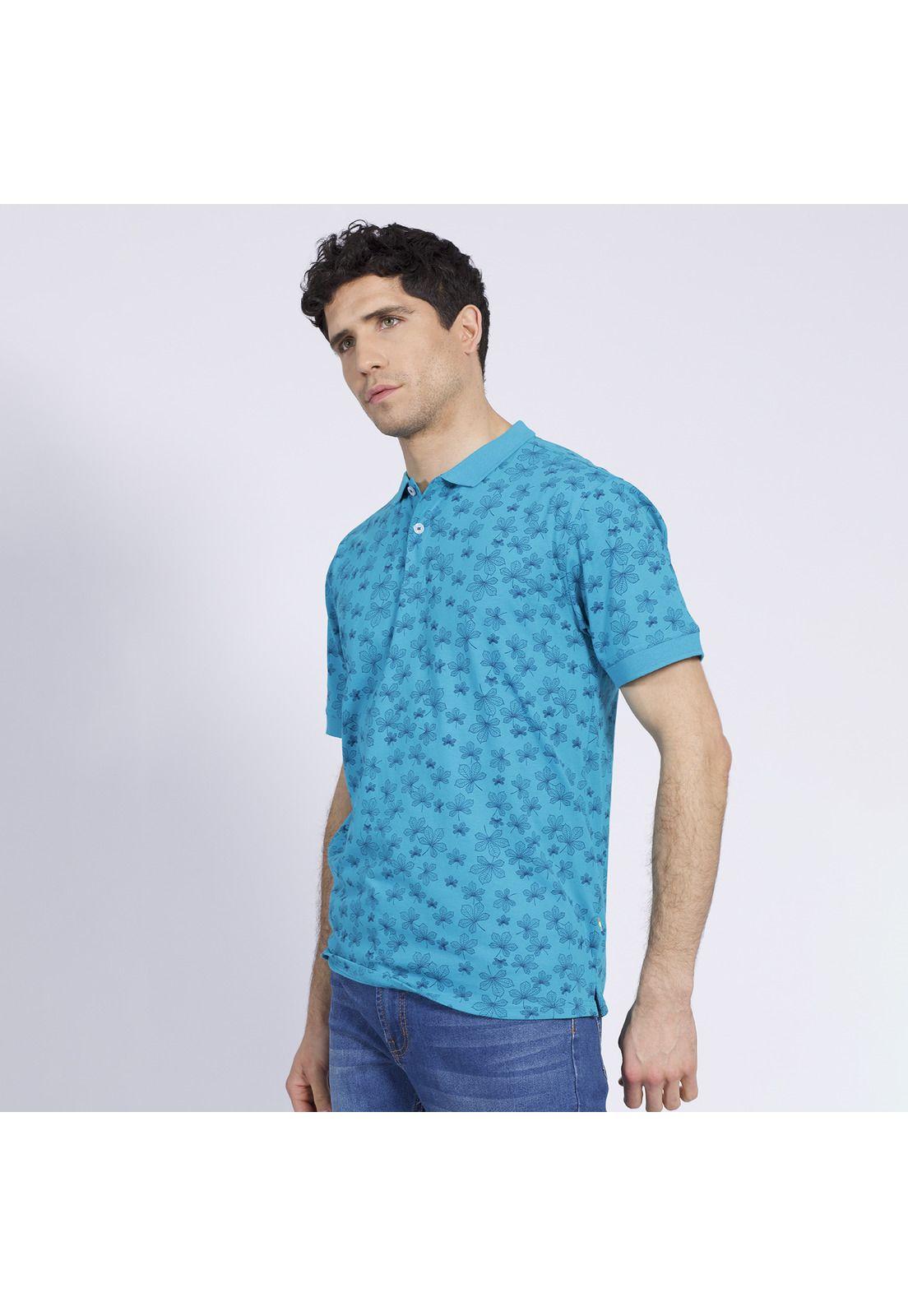 Polera Manga Corta Jersey Estampada Turquesa-2