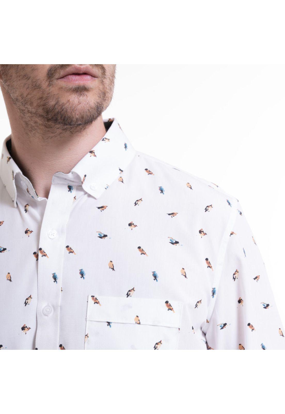 Camisa Estampada Microprint Blanco-3