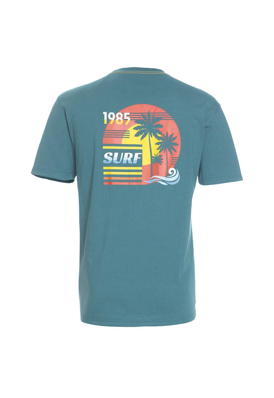 Polera Manga Corta Jersey Estampada Cuello Redondo Verde-0