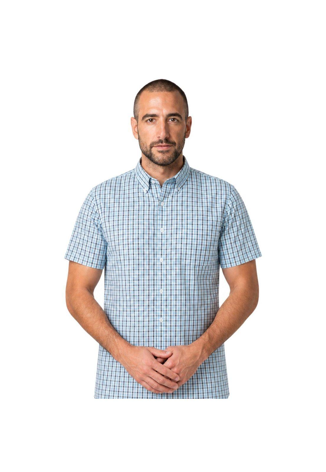 Camisa Manga Corta Cuadros Hombre-0