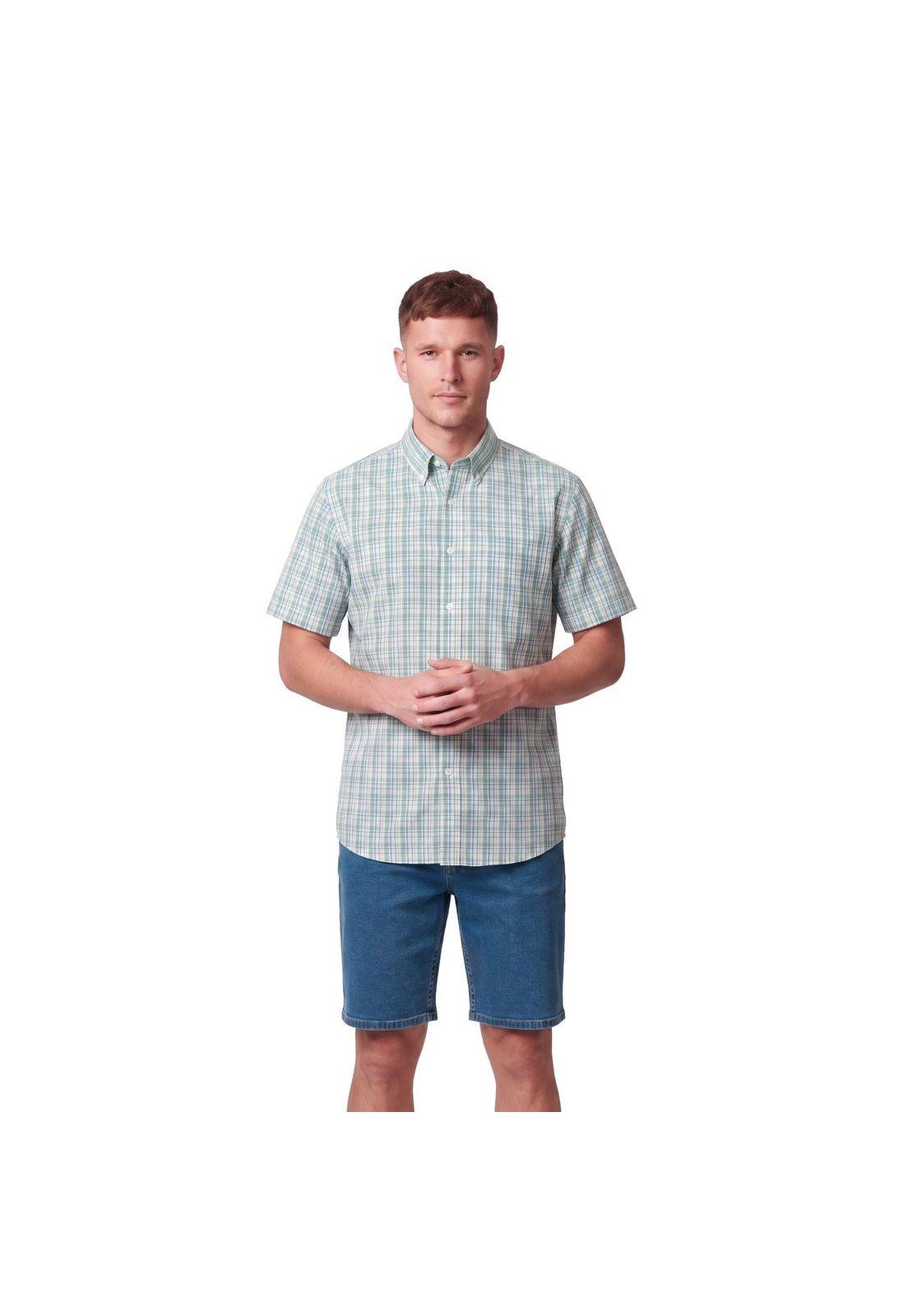Camisa Manga Corta Cuadros Hombre-0