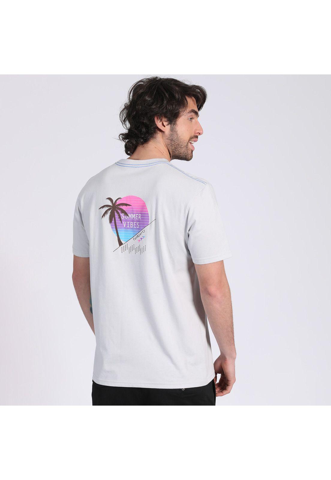 Polera Manga Corta Jersey Estampada Cuello Redondo Gris-2