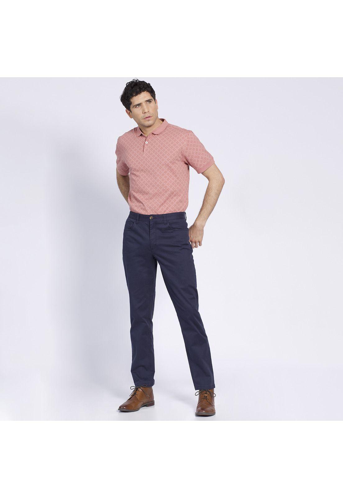 Pantalón Hombre 5 Bolsillos Slim Fit Spandex Azul marino-0