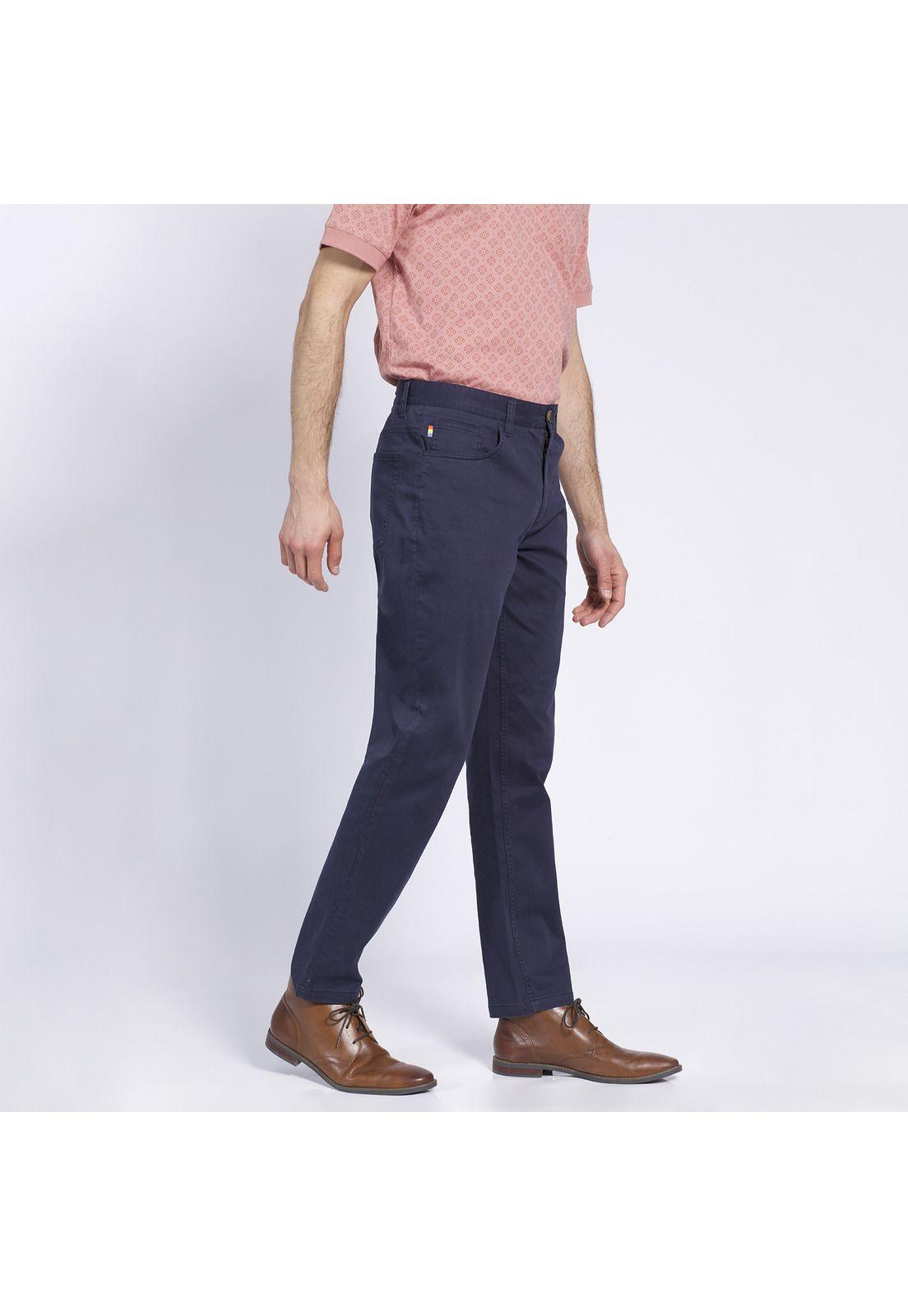 Pantalón Hombre 5 Bolsillos Slim Fit Spandex Azul marino-1