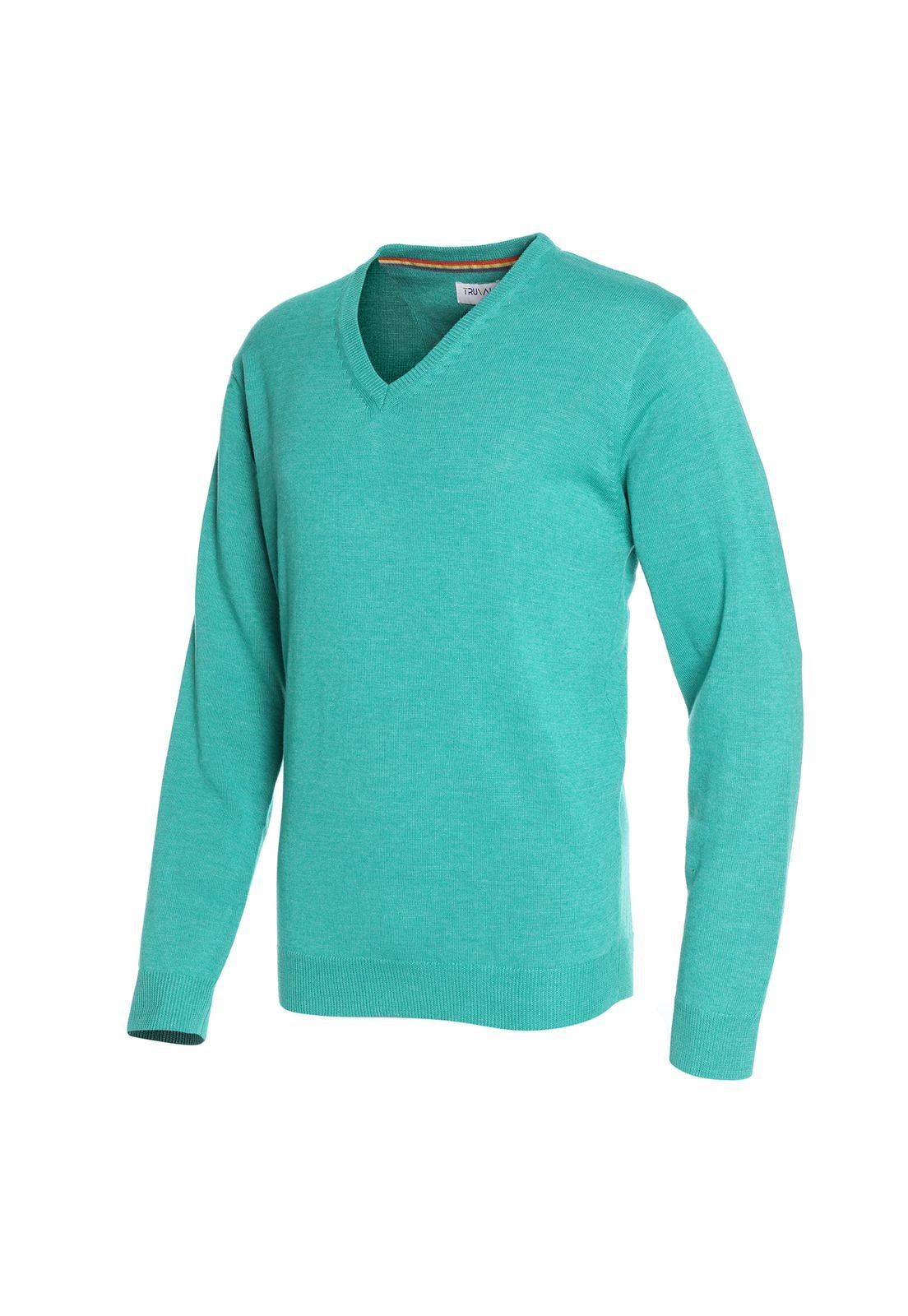 Sweater Cuello V Turquesa-1