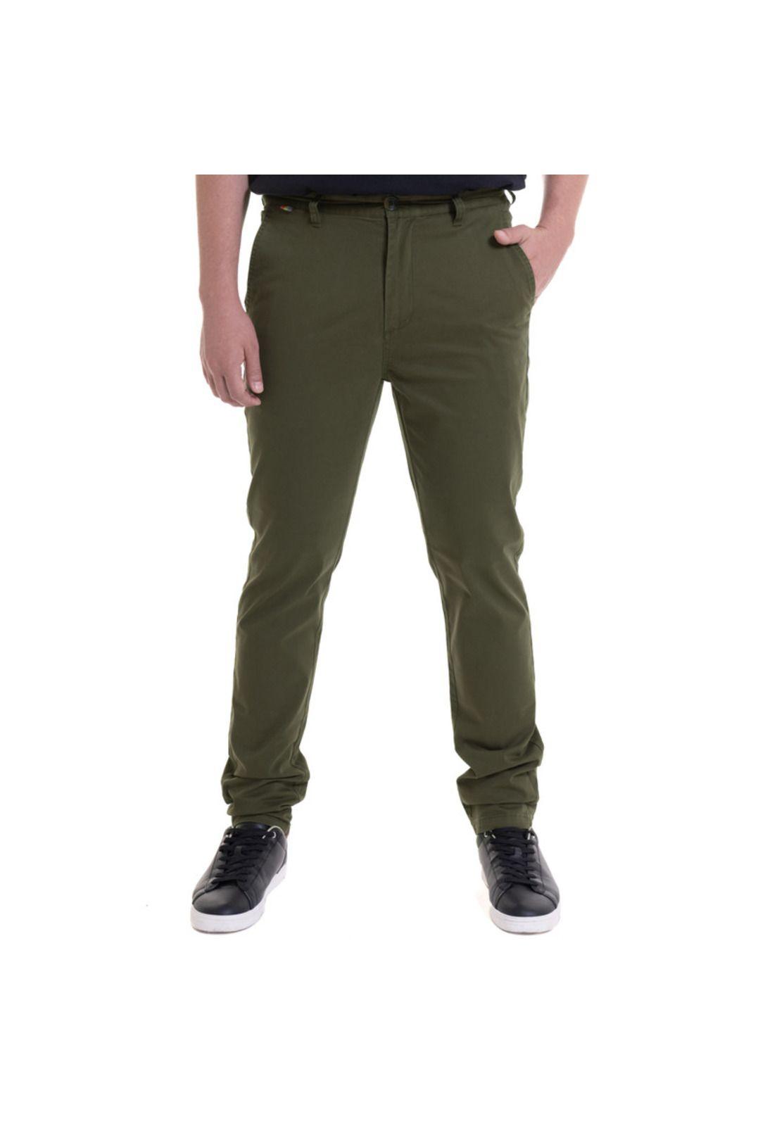 Pantalon Frente Plano Spandex Khaki-0