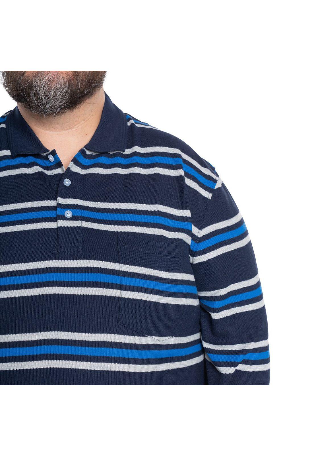 Polera Manga Larga Piqué Rayas Hombre-3