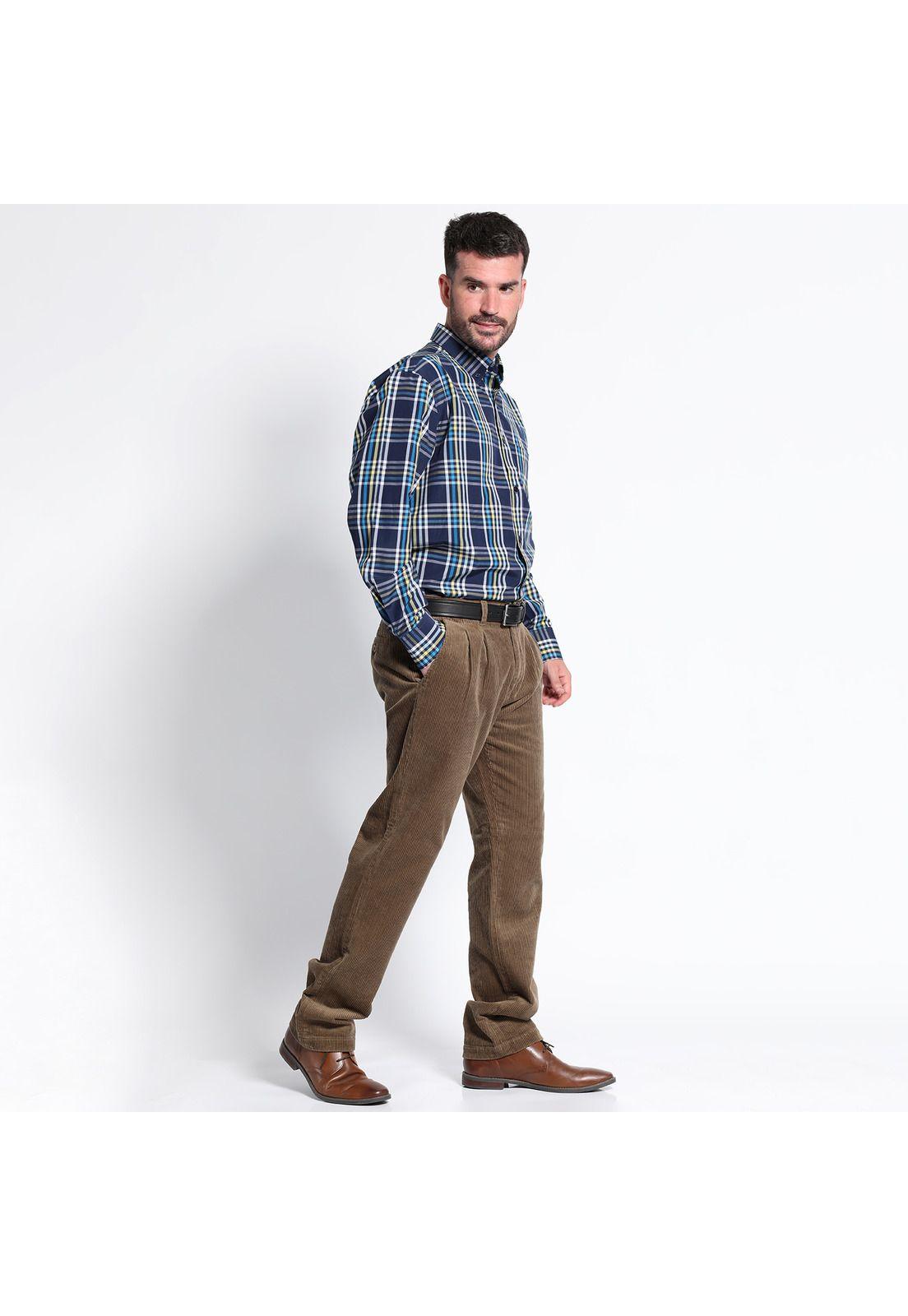 Pantalón Cotelé Con Pinzas Beige Oscuro-2