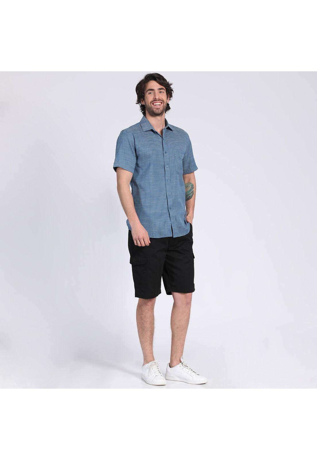 Camisa Manga Corta Dobby Sport Azul-0