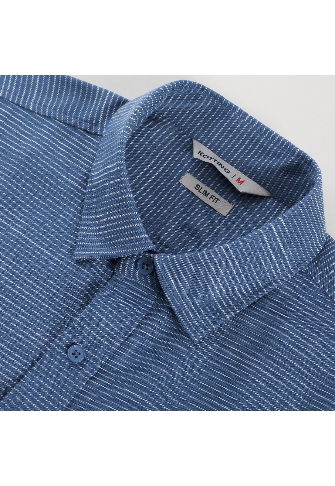 Camisa Manga Corta Dobby Sport Azul-3