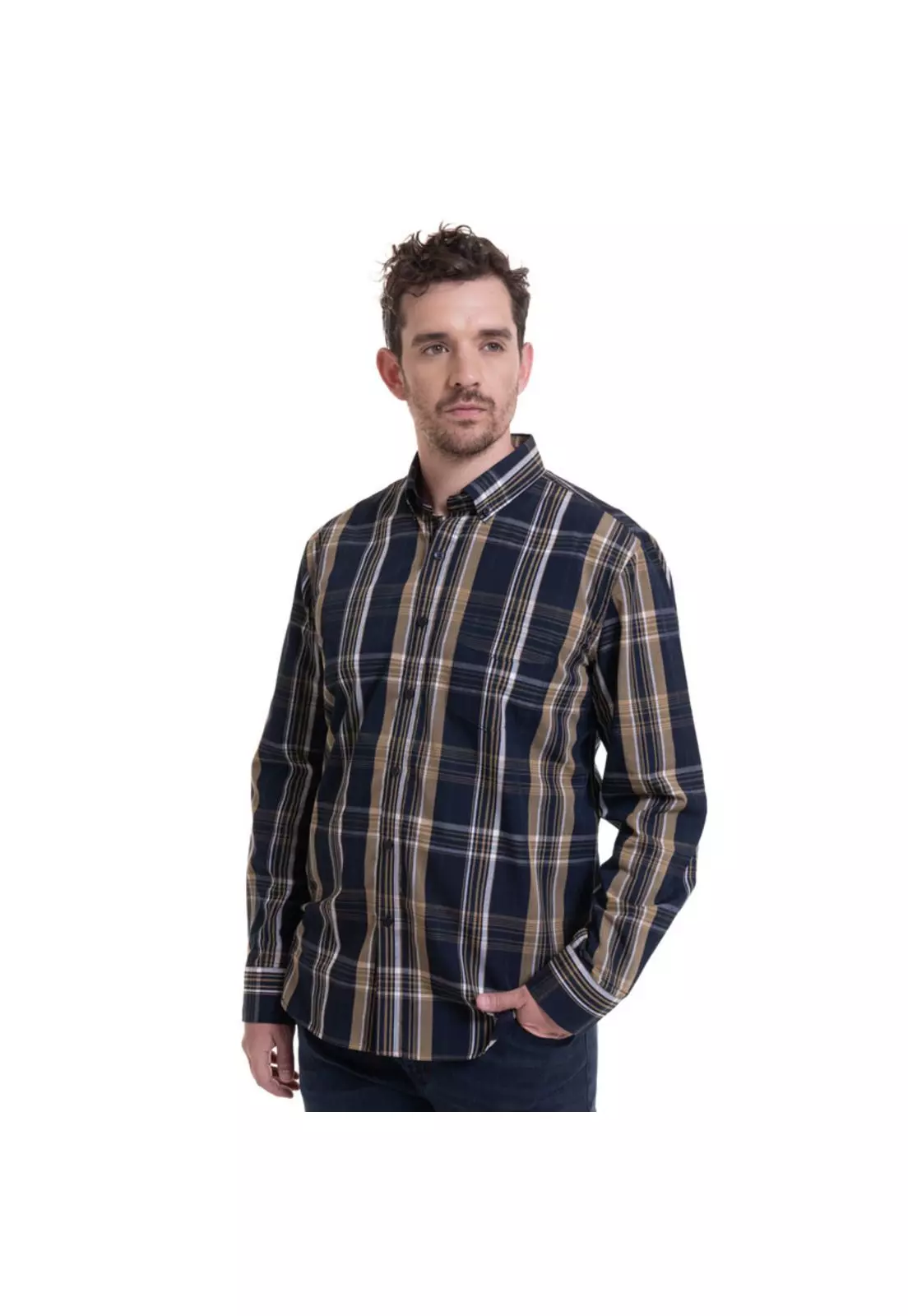 Camisa Trevira Cuadros  Azul Marino-0