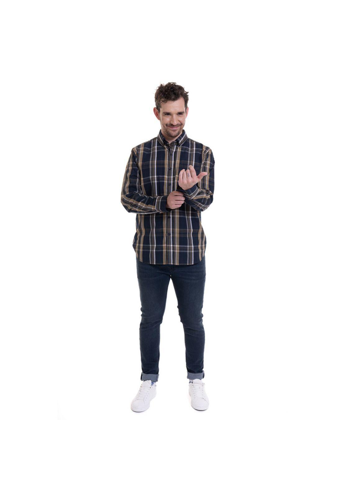 Camisa Trevira Cuadros  Azul Marino-2