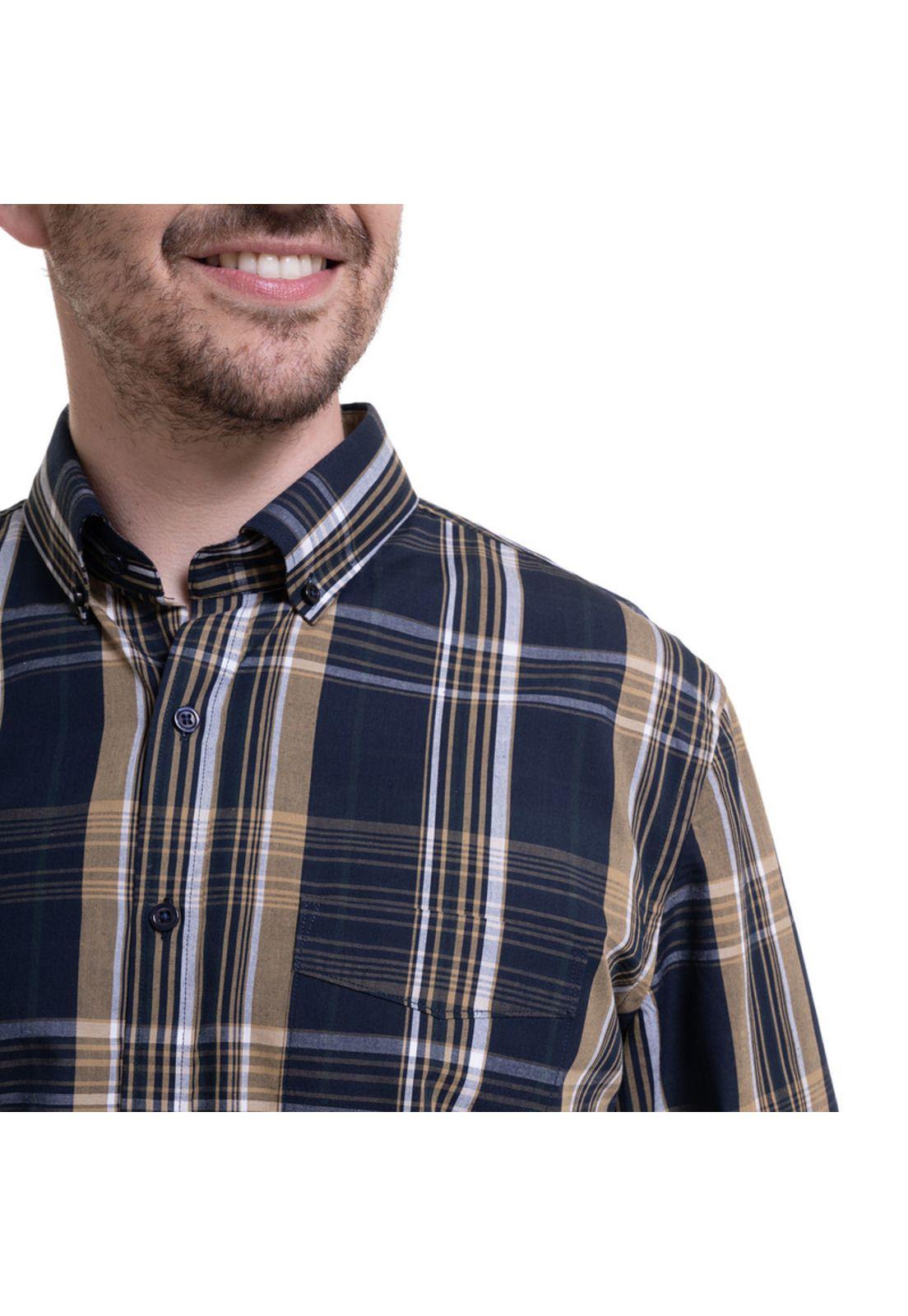 Camisa Trevira Cuadros  Azul Marino-3