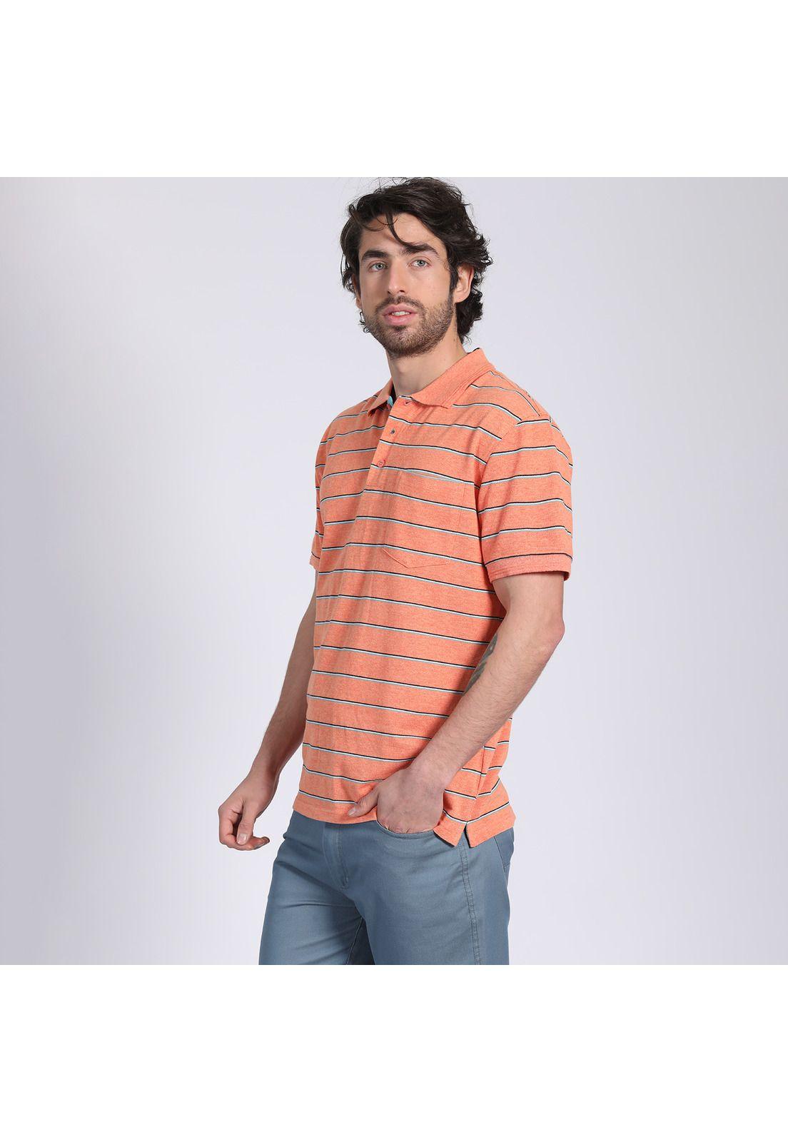 Polera Manga Corta Piqué Listada Coral-2