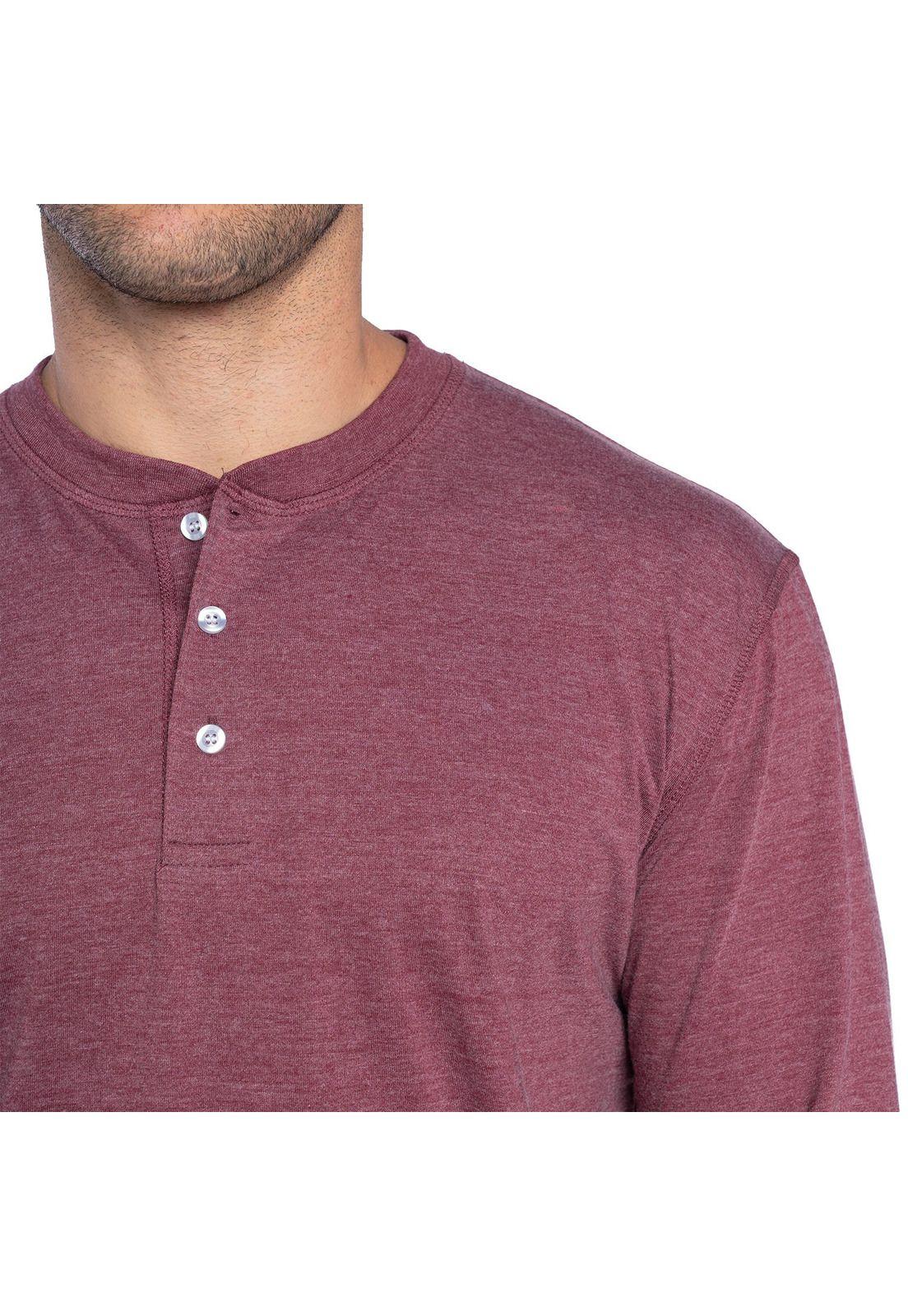 Polera Manga Larga Cuello Redondo Botones Hombre-2