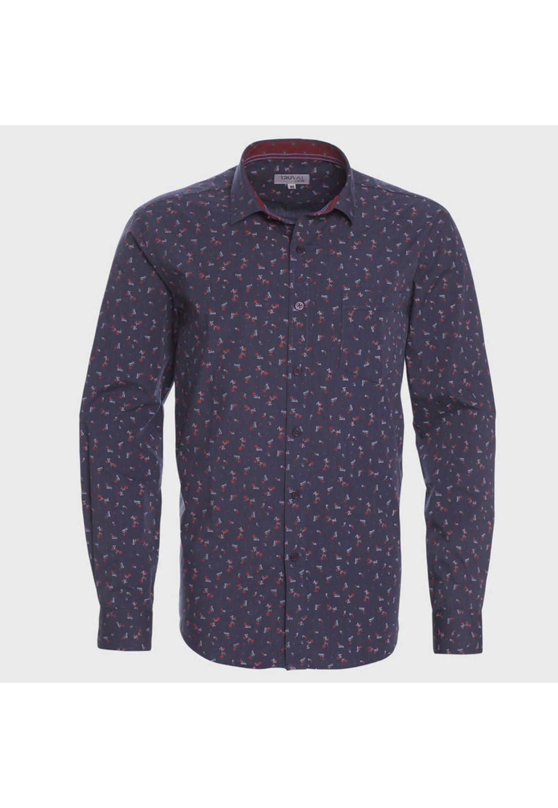 Camisa Manga Larga Estampada Diseños Clasico Slim Fit-0