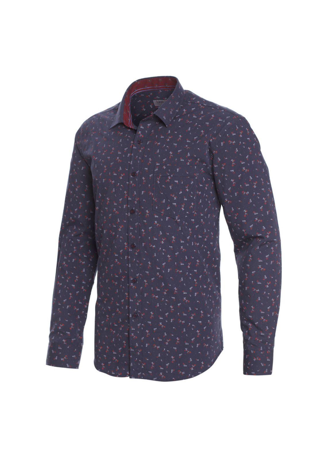 Camisa Manga Larga Estampada Diseños Clasico Slim Fit-1