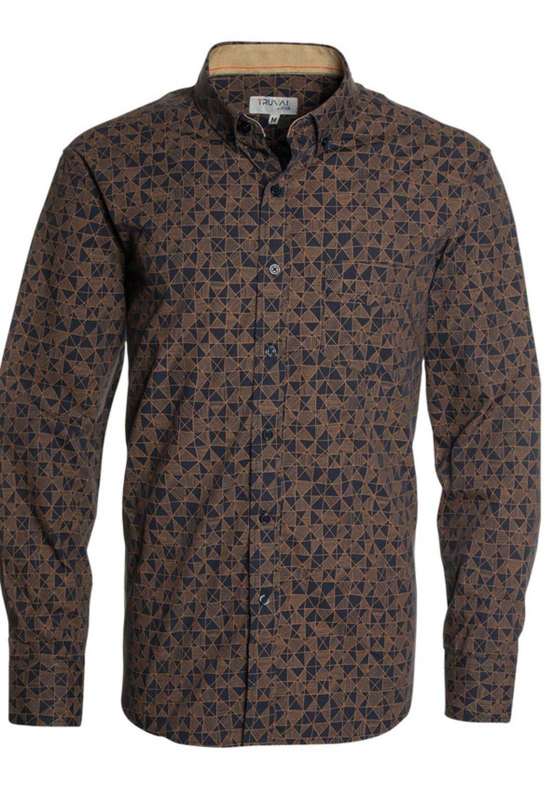 Camisa Trevira Estampada Café Oscuro-3