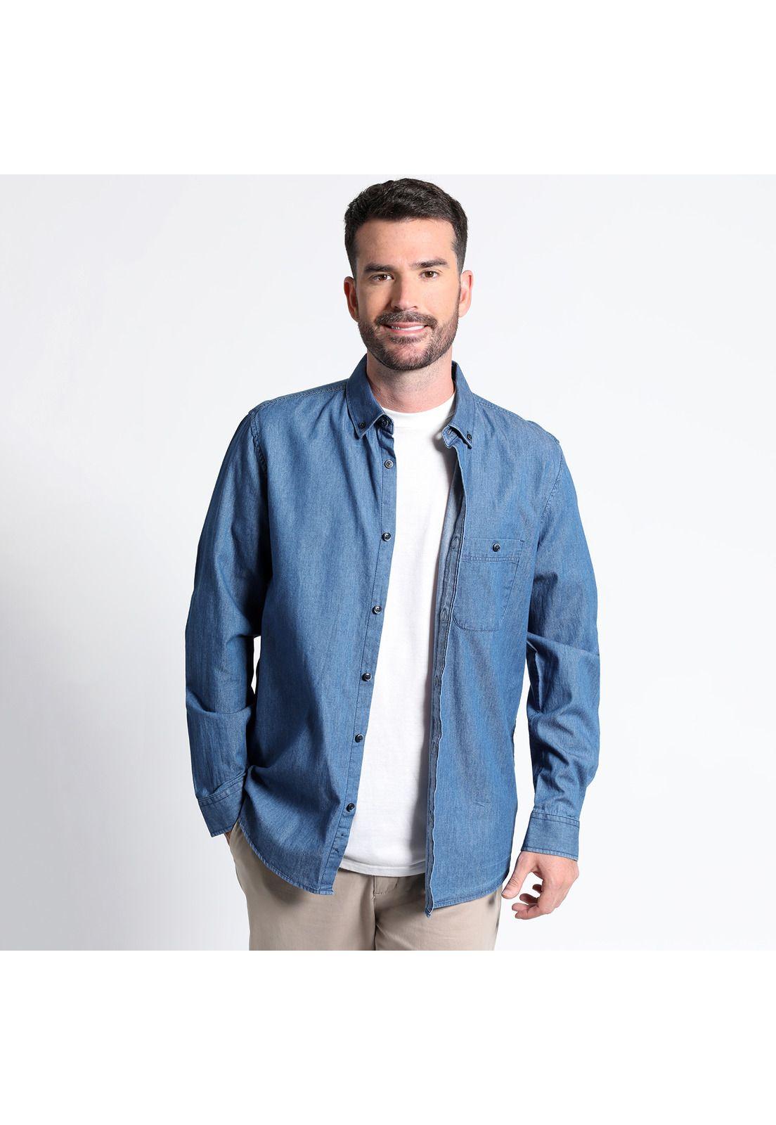Camisa Denim Manga Larga Slim Fit-0