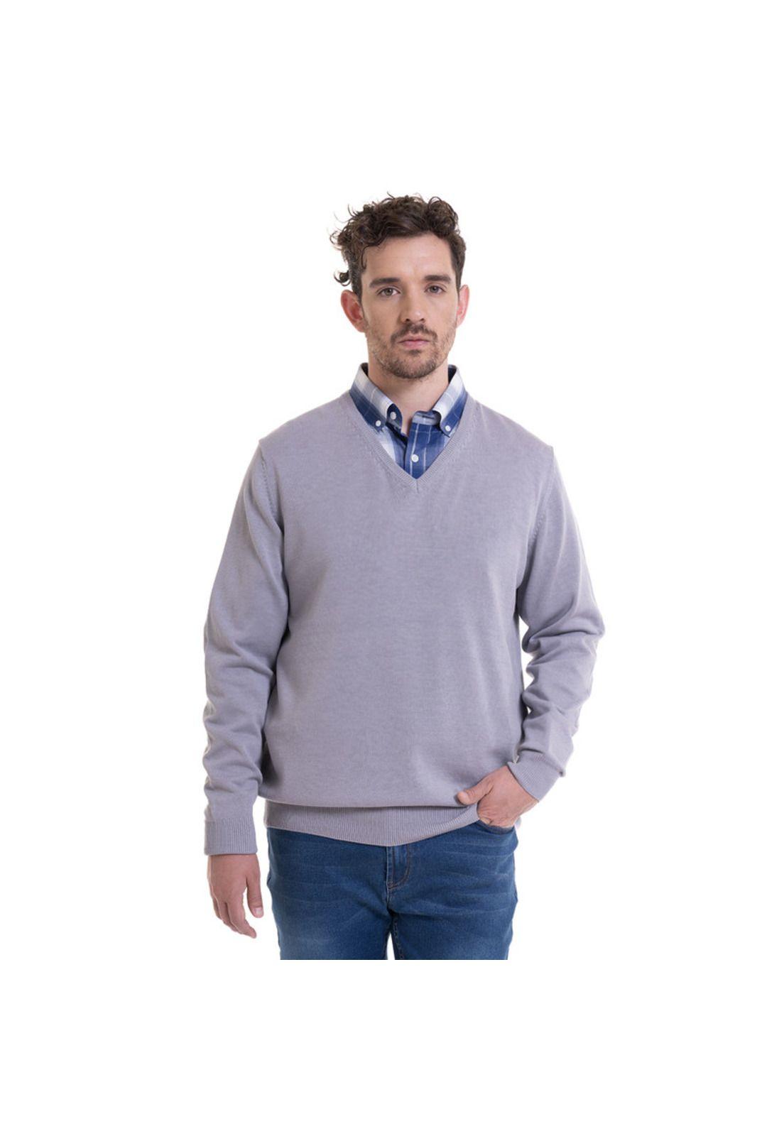 Sweater Cuello V Melange medio-0