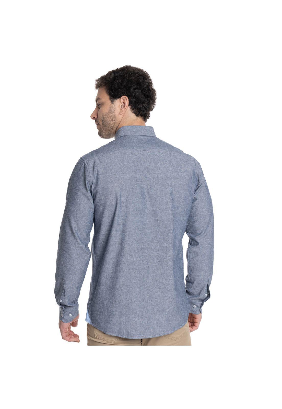 CAMISA HOMBRE MANGA LARGA CUELLO SEMI ITALIANO CHAMBRAY-1