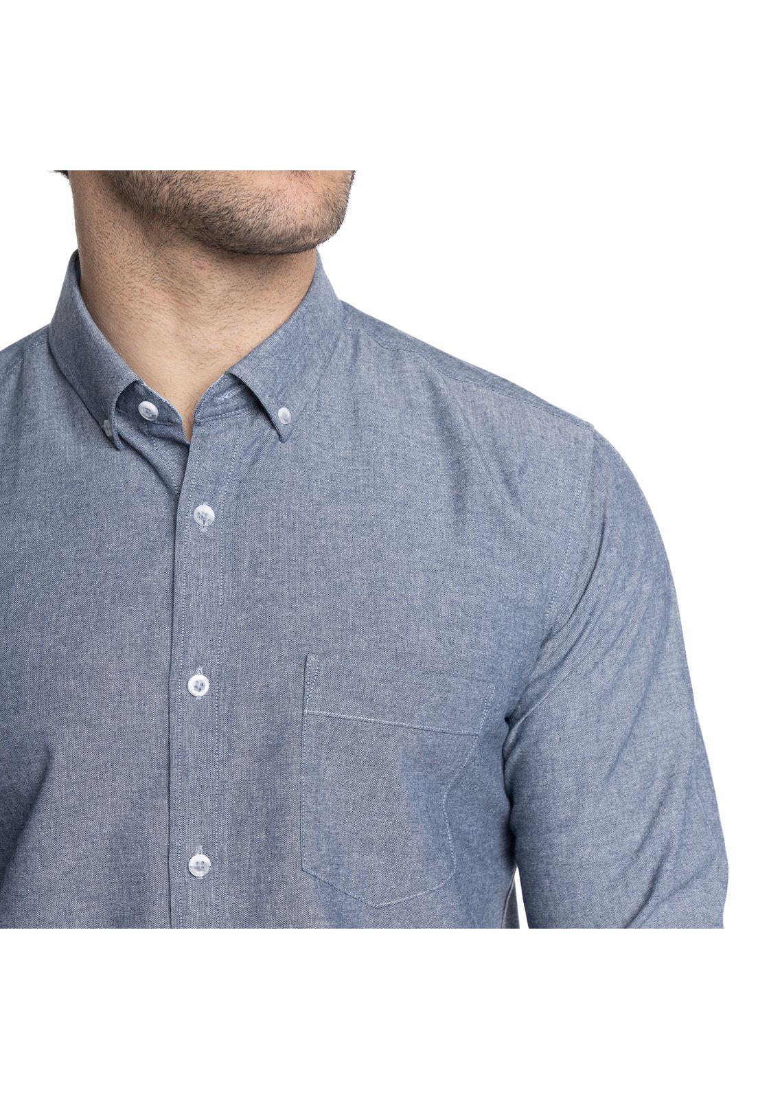 CAMISA HOMBRE MANGA LARGA CUELLO SEMI ITALIANO CHAMBRAY-2