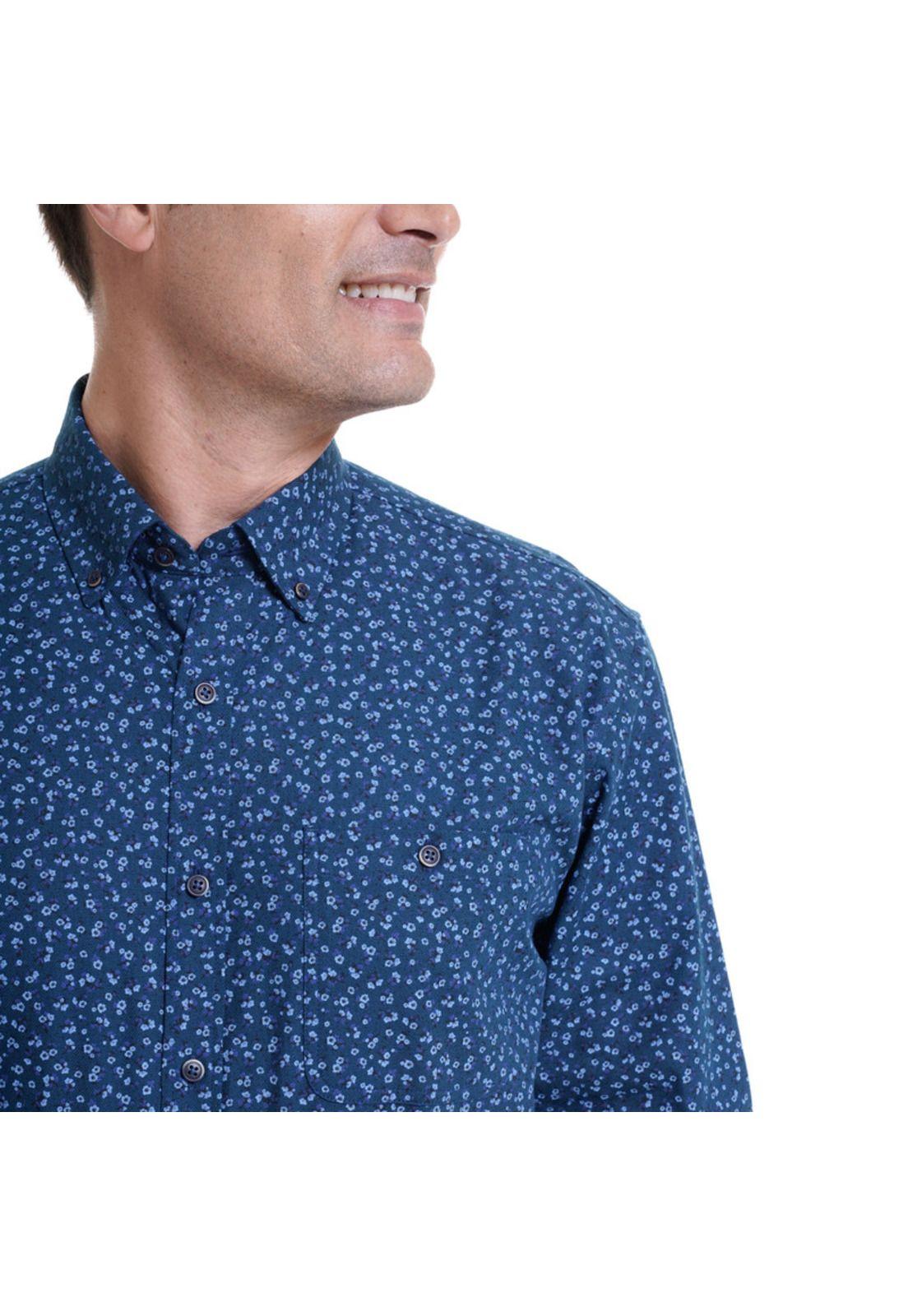 Camisa Villela Estampada Turquesa-3