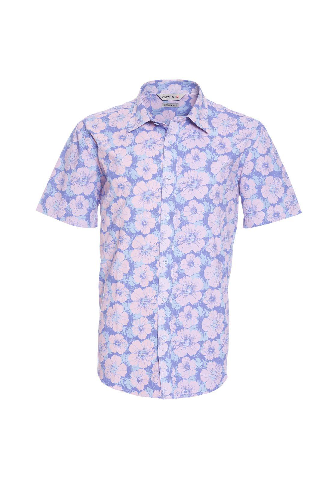 Camisa Manga Corta Guayabera Regular Fit Cuello Semi Italiano Rosado-0