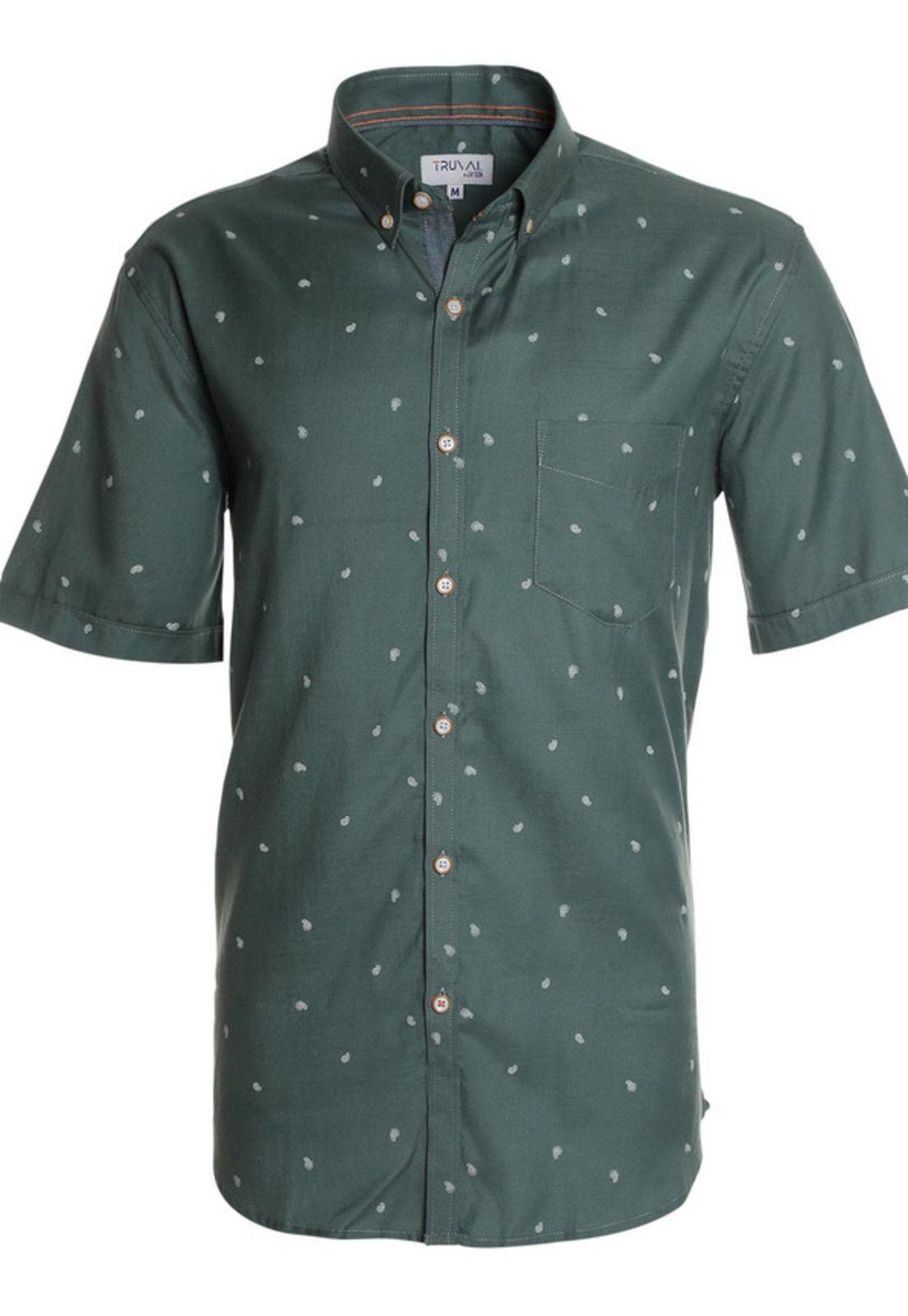 Camisa Oxford Estampada Verde Petróleo-3
