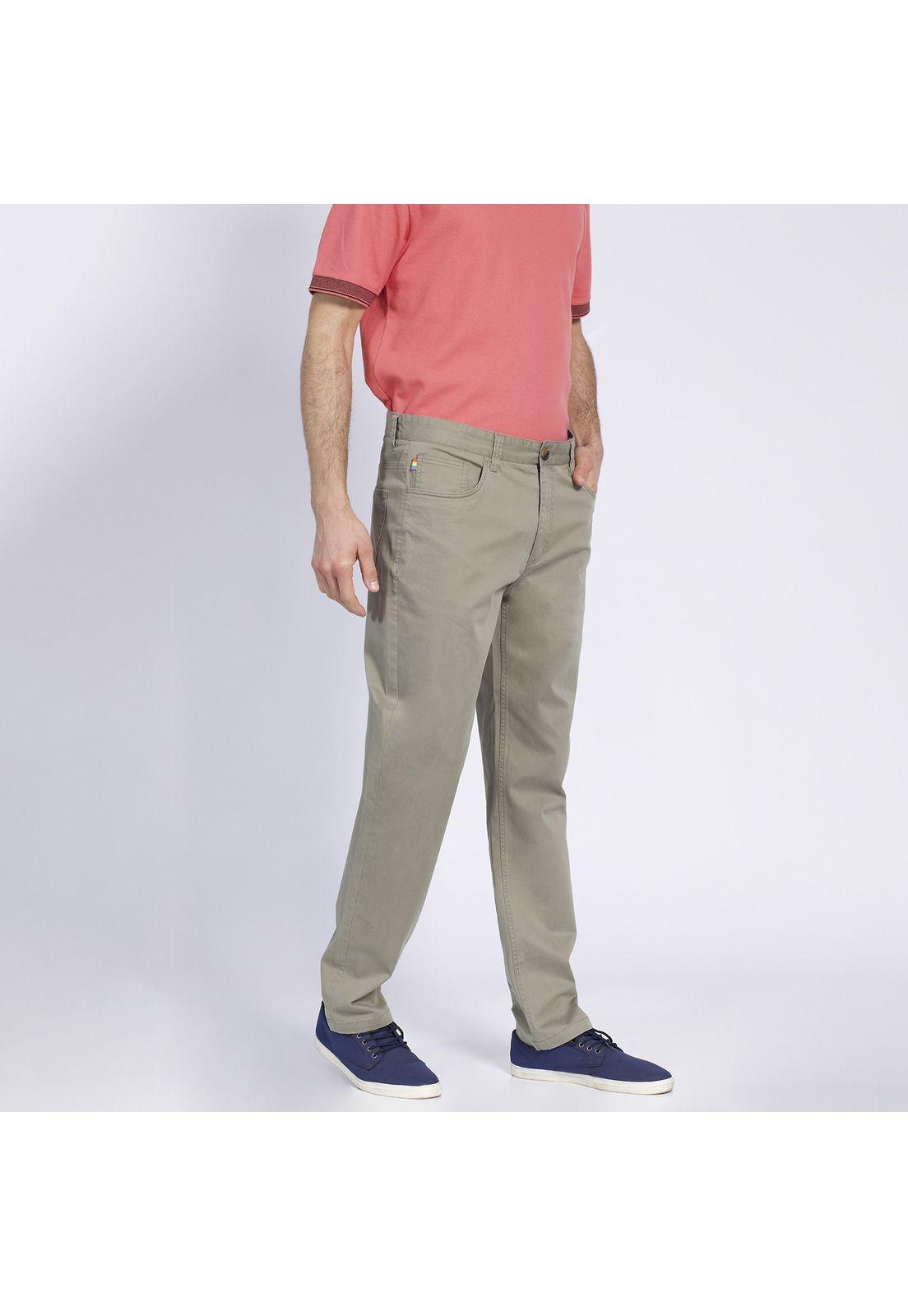 Pantalón Hombre 5 Bolsillos Slim Fit Spandex Oliva claro-1