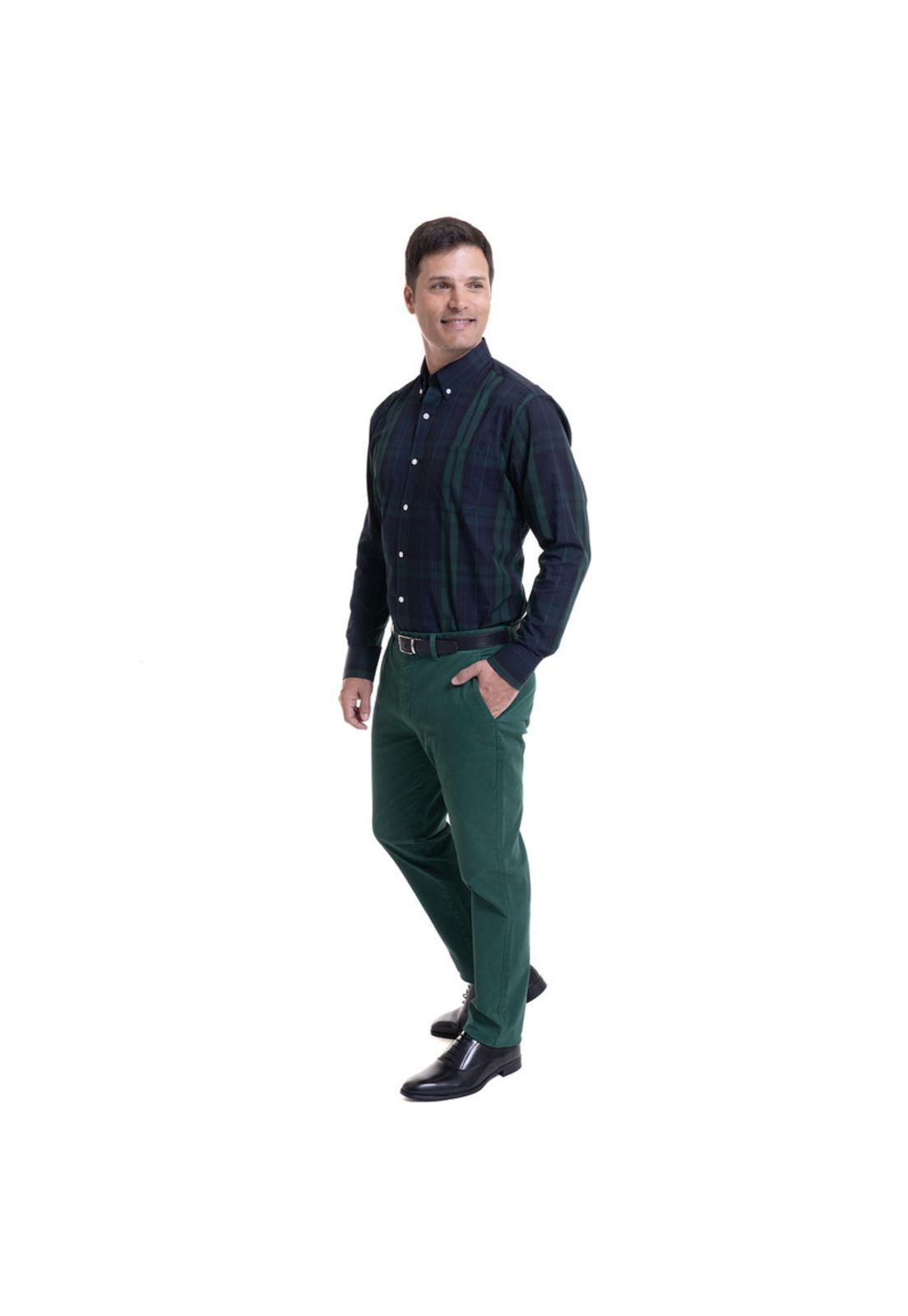 Pantalón Frente Plano Slim Fit Verde-2