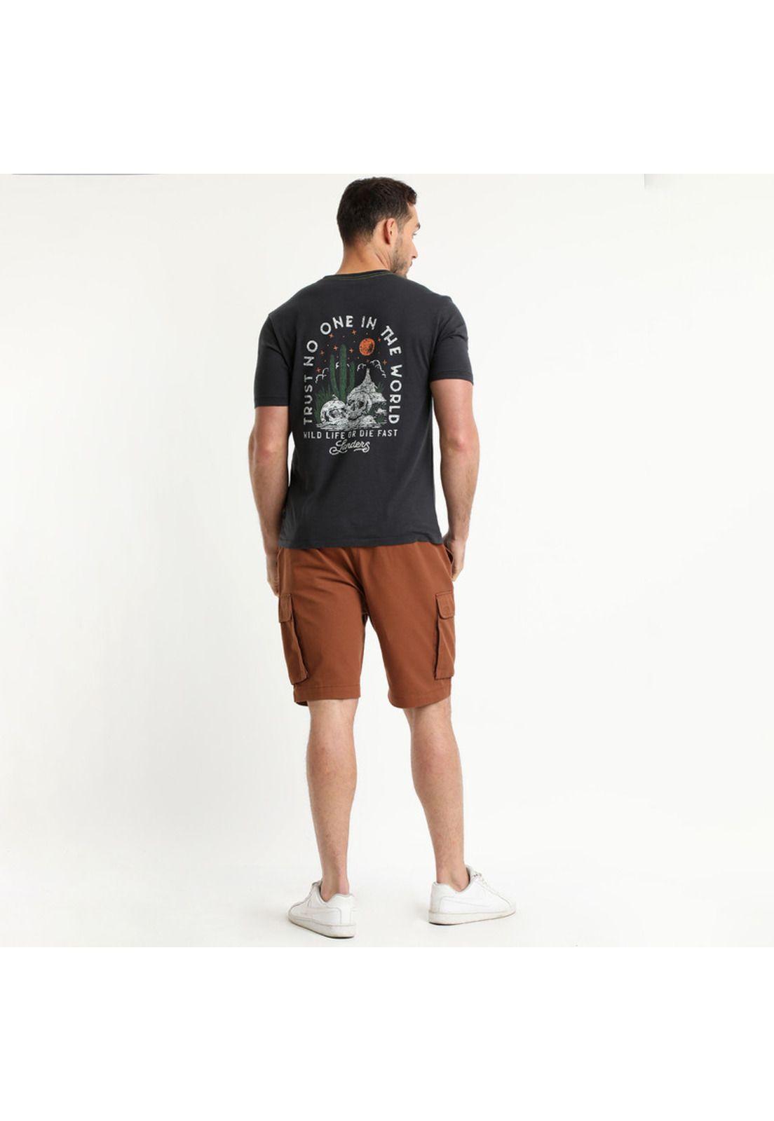 Polera Manga Corta Cuello Redondo Print Gris-0