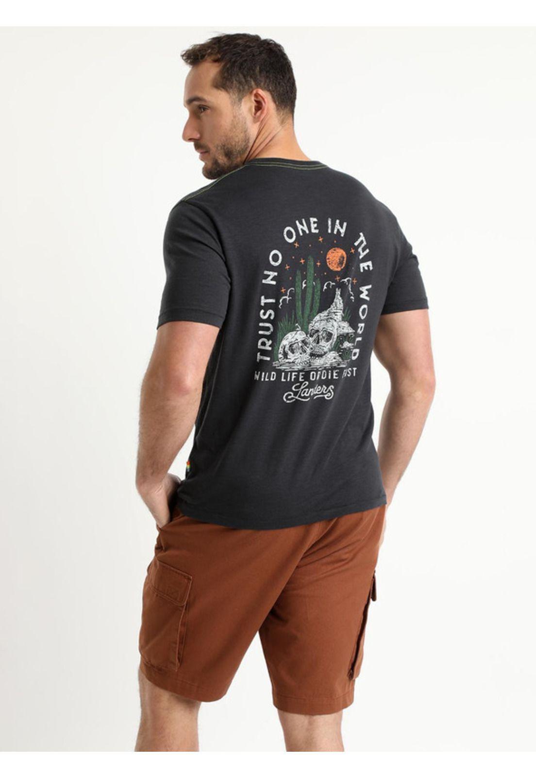 Polera Manga Corta Cuello Redondo Print Gris-2