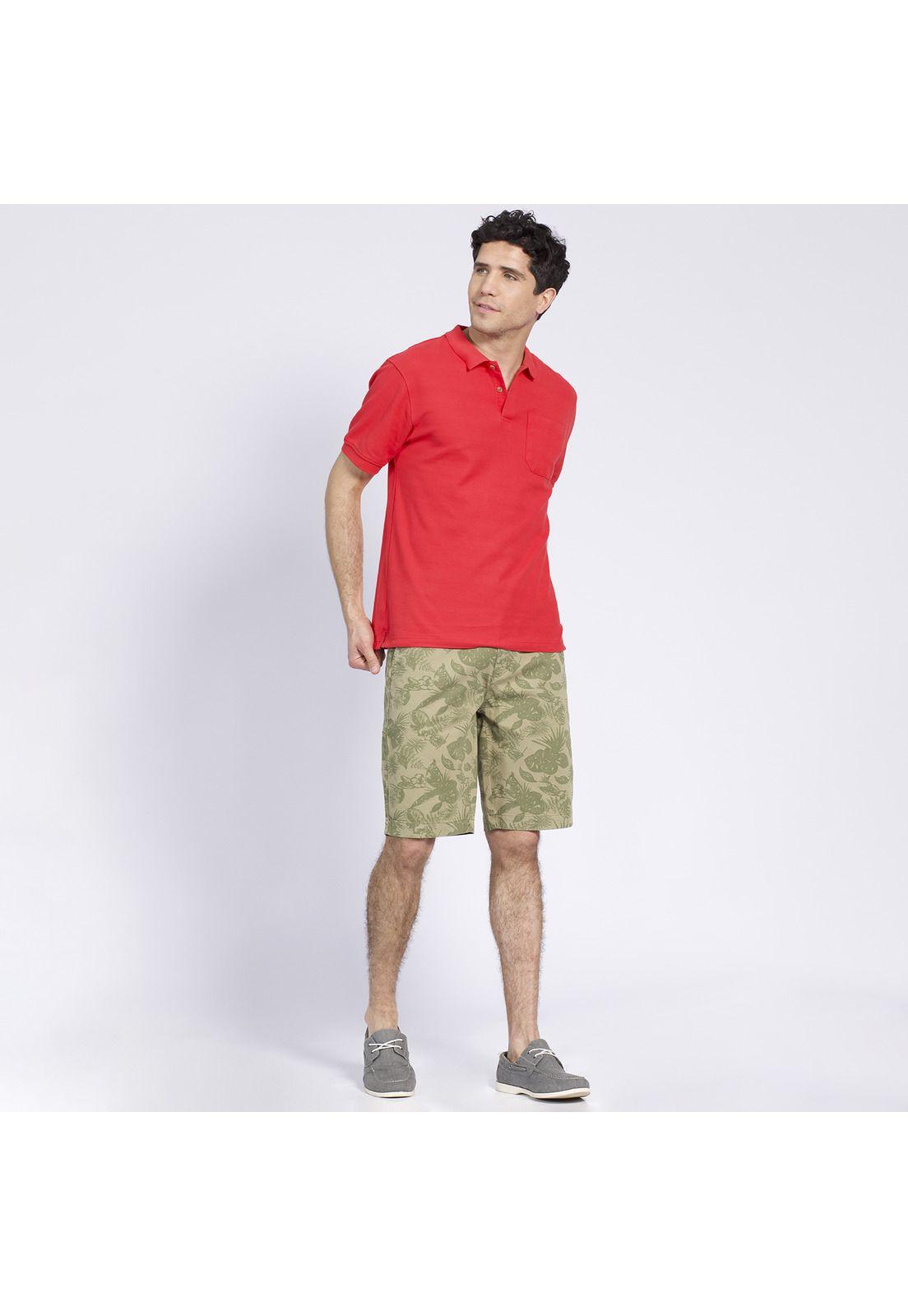Polera Manga Corta Pique Lisa Rojo-0