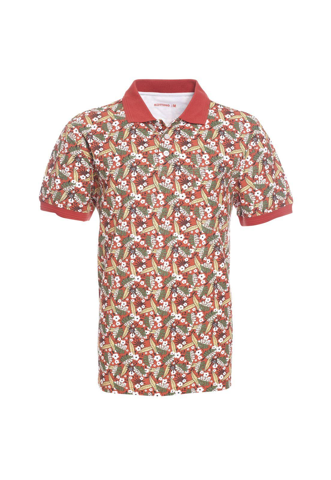 Polera Manga Corta Piqué Estampada Naranja oscuro-0