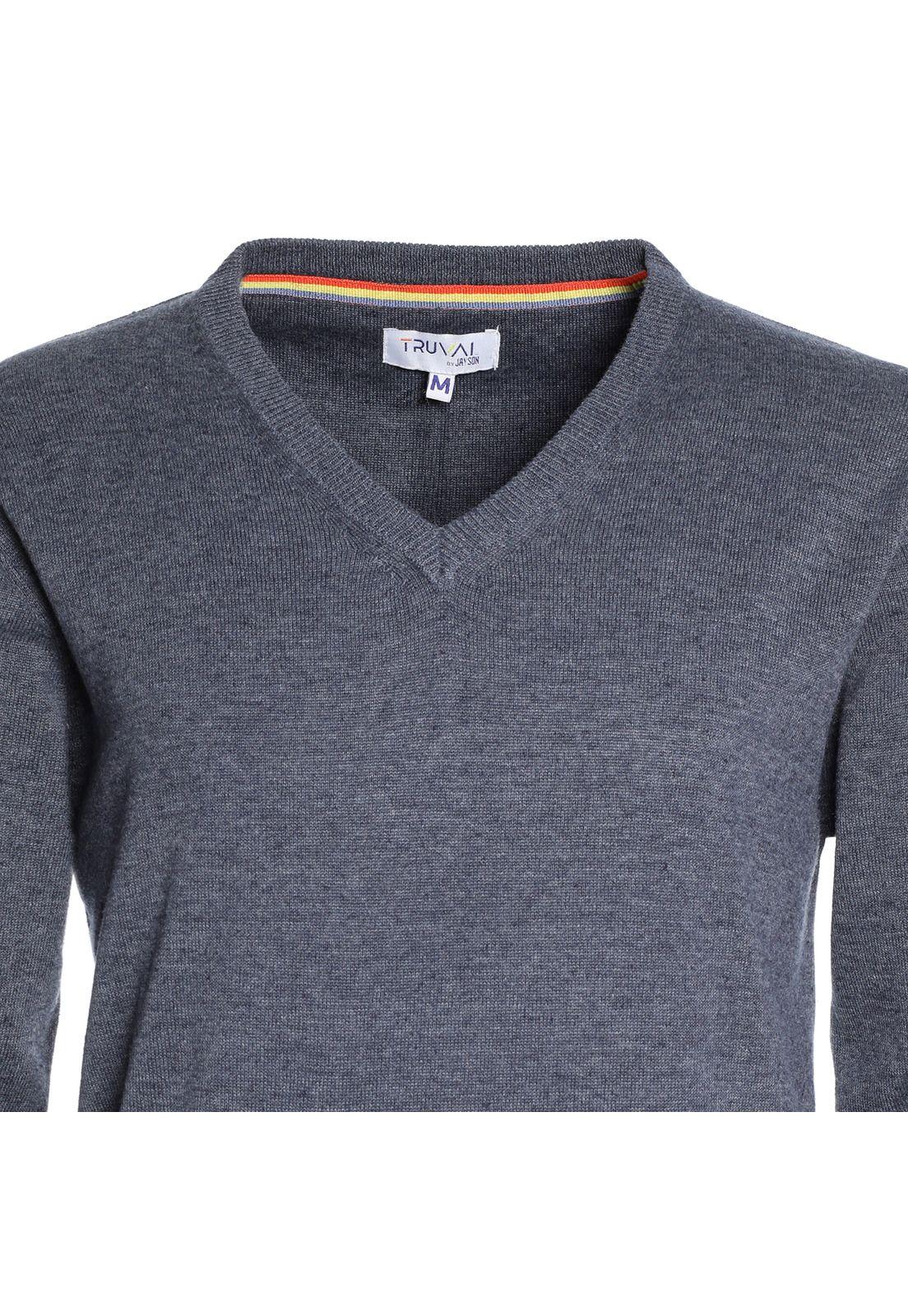 Sweater Cuello V Azul marino-3