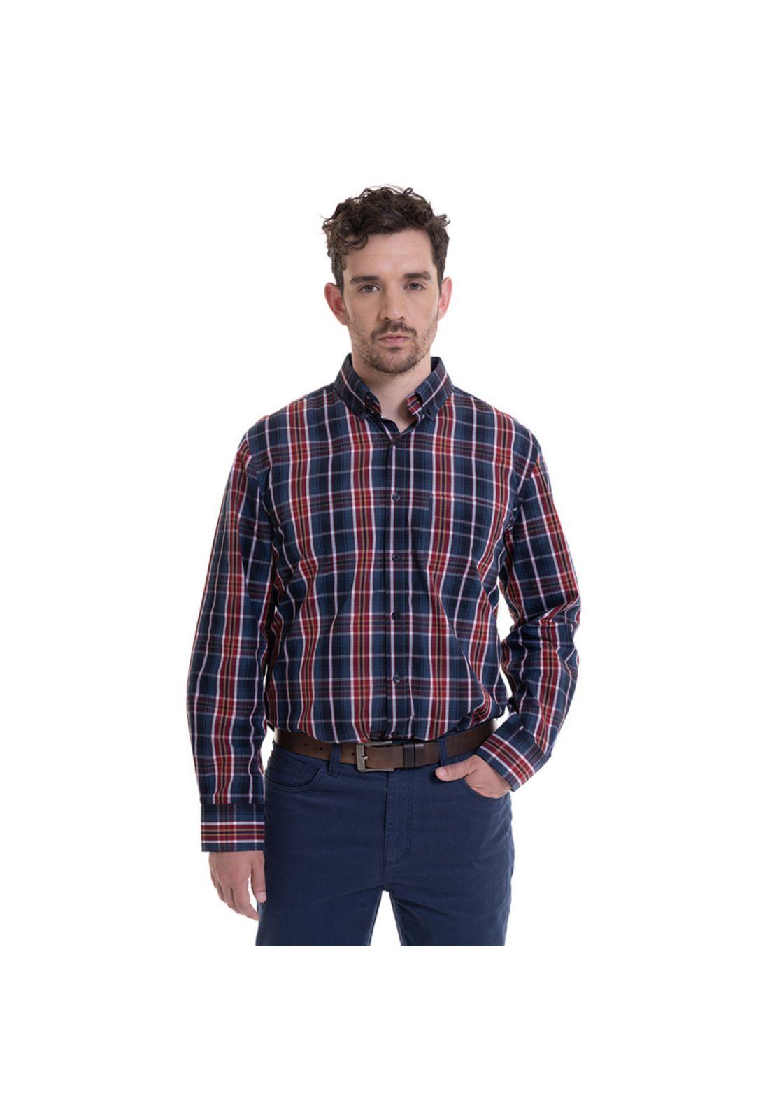 Camisa Trevira Cuadros  Azul Melange-0