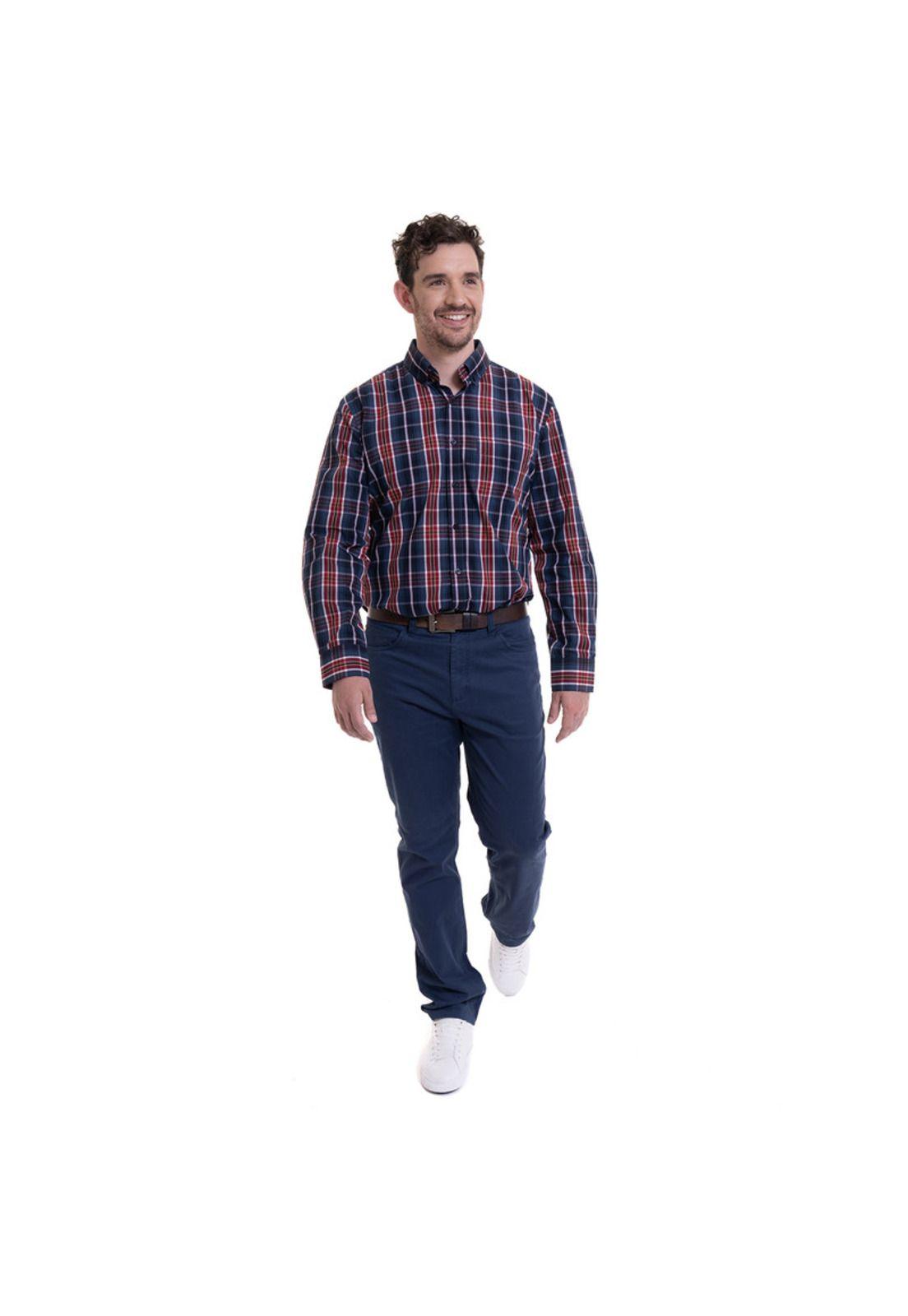 Camisa Trevira Cuadros  Azul Melange-2