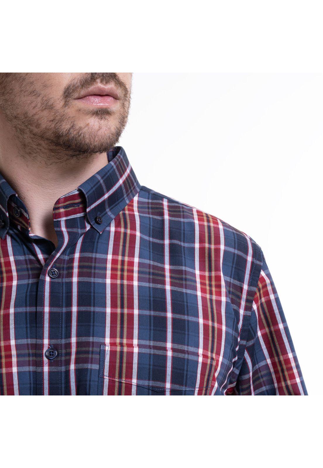 Camisa Trevira Cuadros  Azul Melange-3