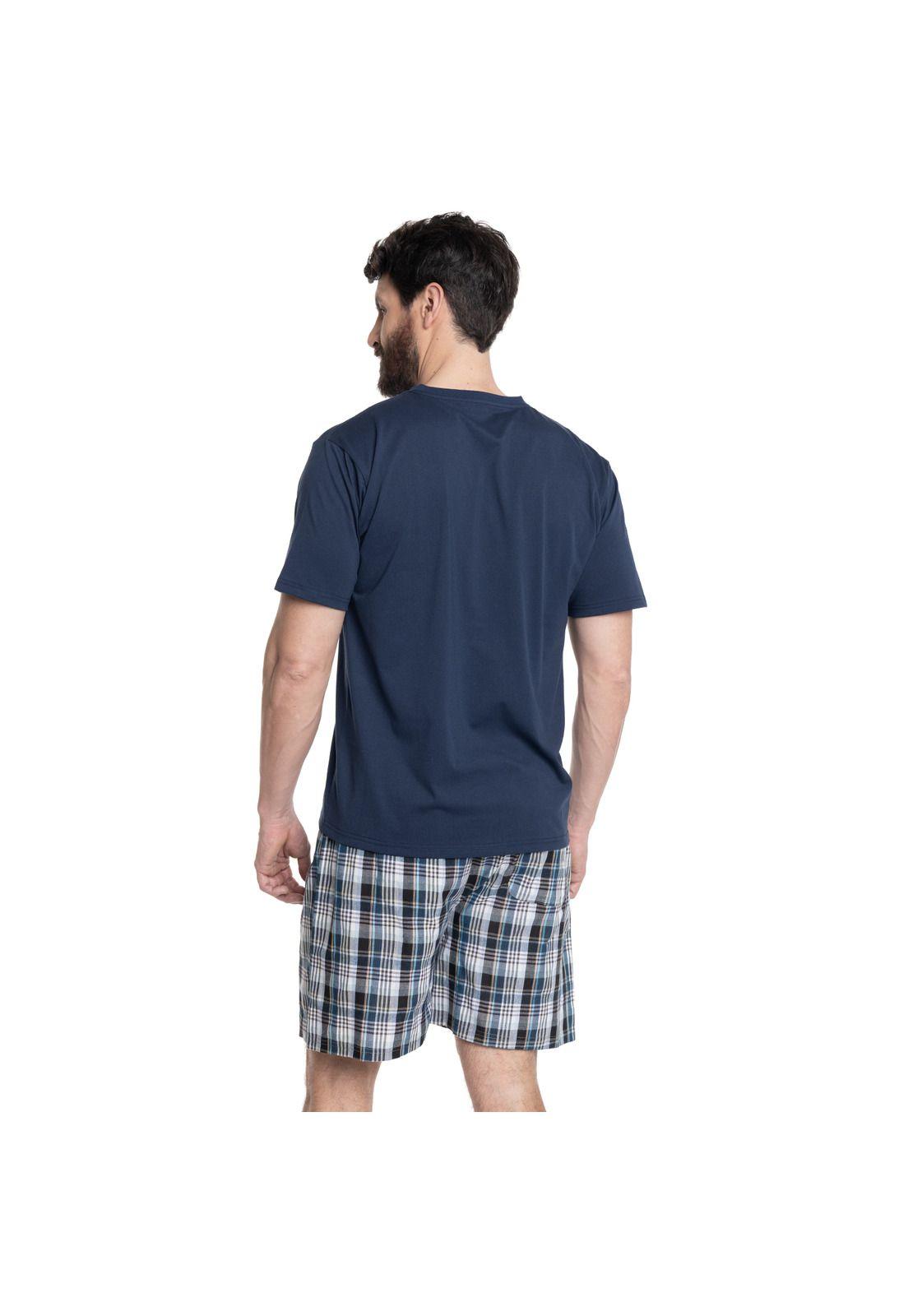 PIJAMA HOMBRE RELAX DÚO POLERA JERSEY BERMUDA CUADROS-1