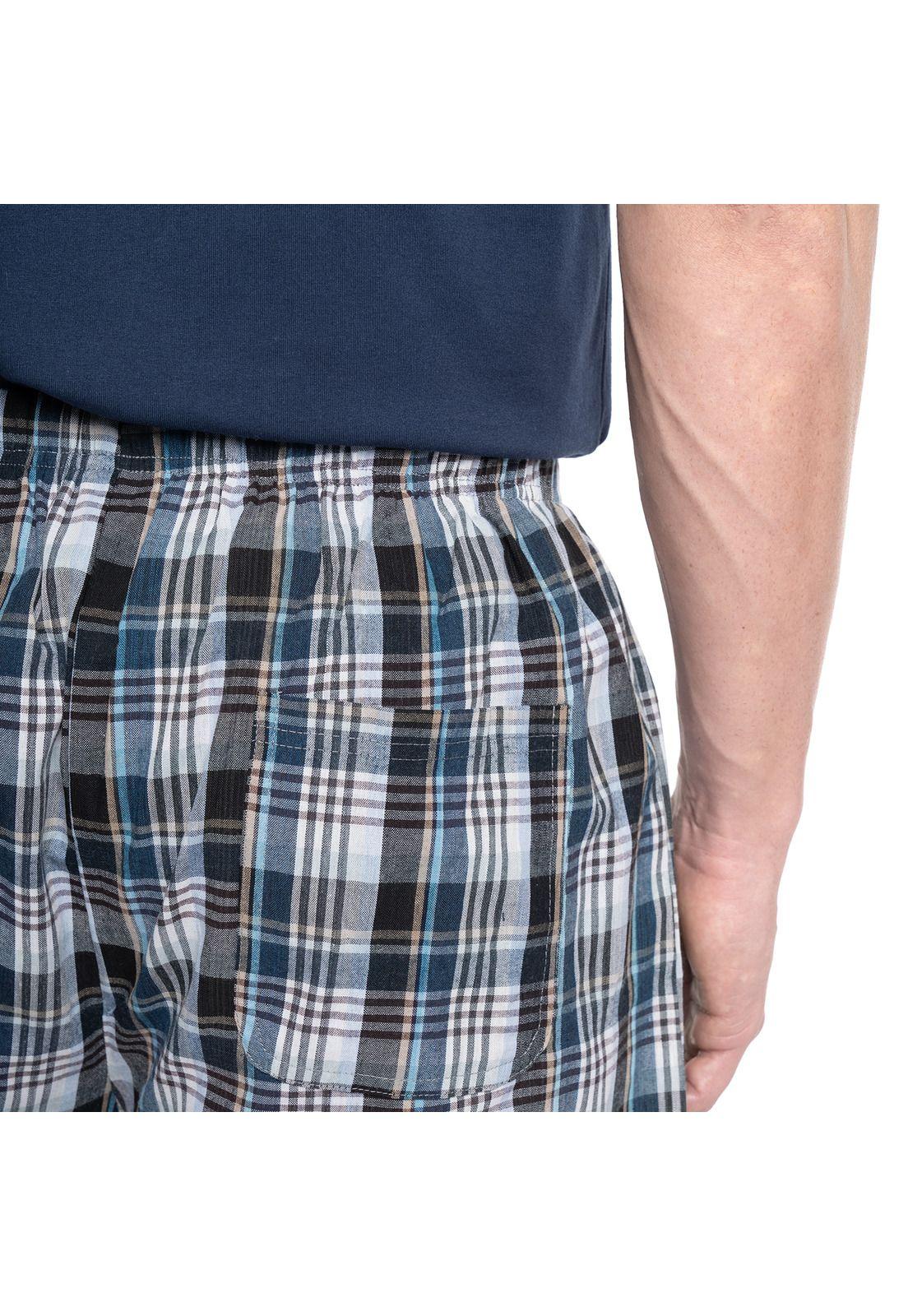 PIJAMA HOMBRE RELAX DÚO POLERA JERSEY BERMUDA CUADROS-2
