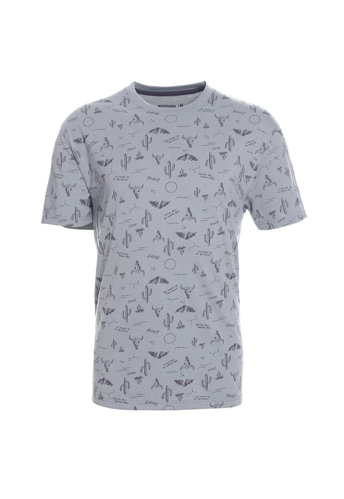 Polera Manga Corta Jersey Print Gris-0