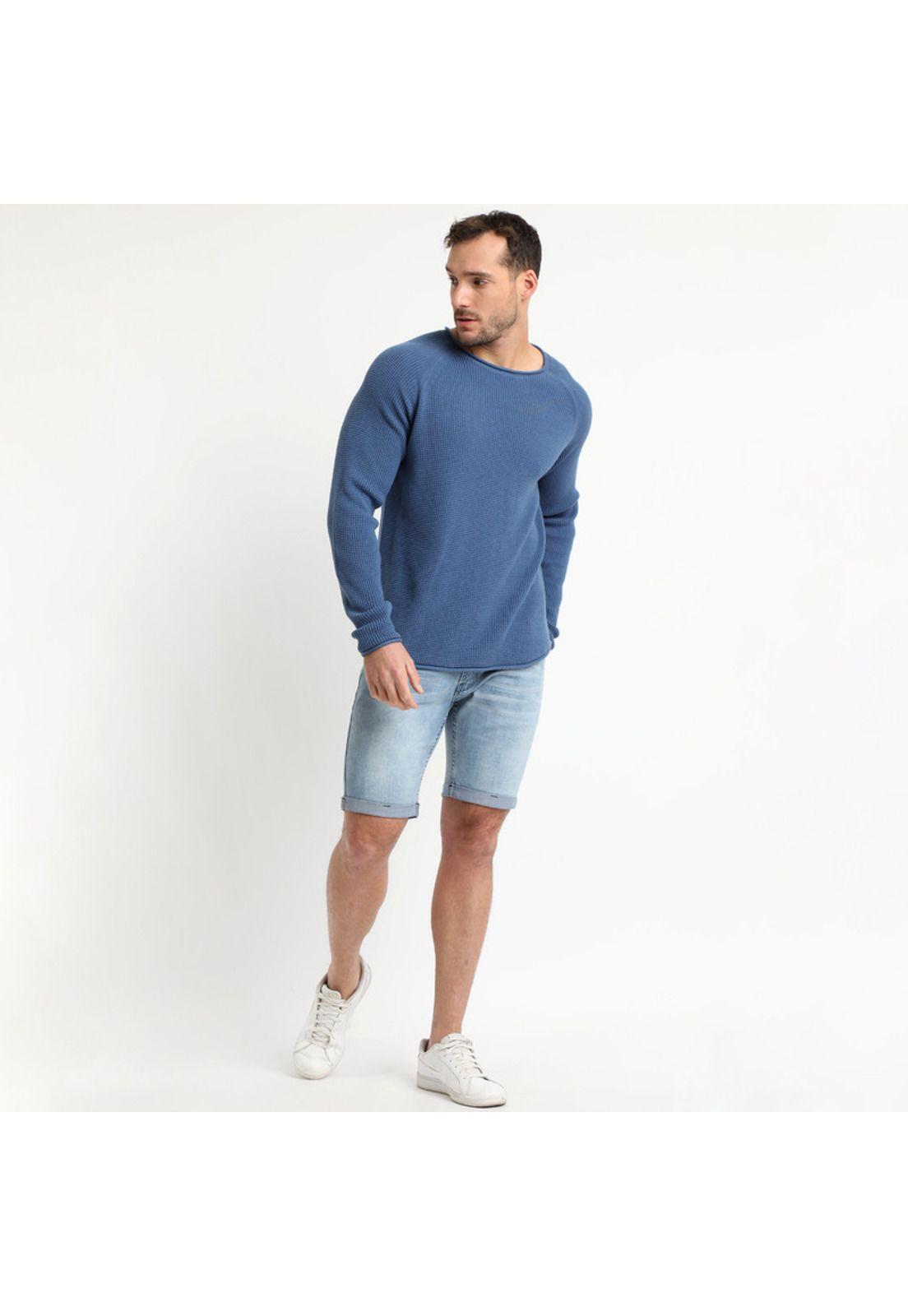 Sweater Cuello Redondo Azul piedra -0