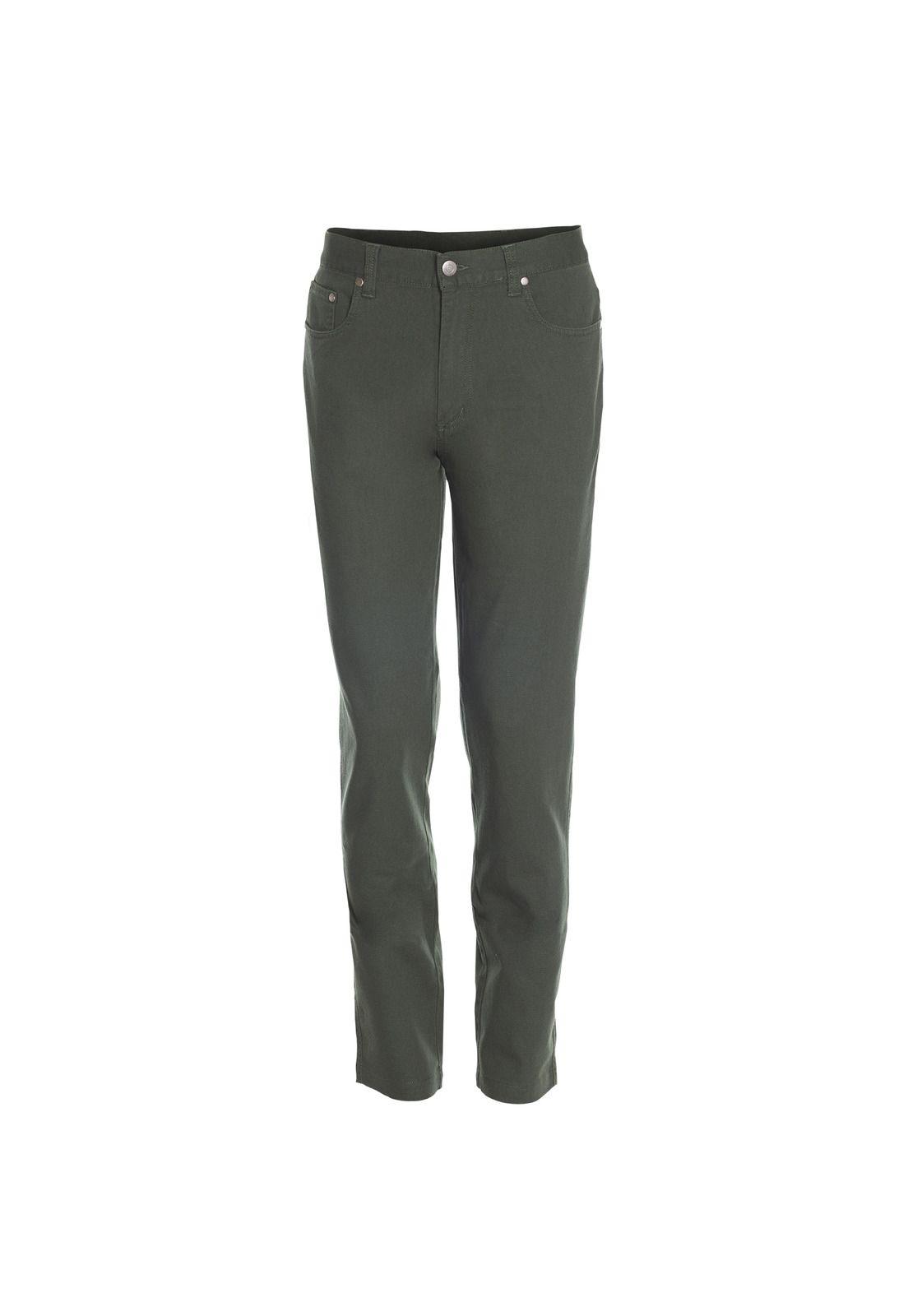 Pantalón Hombre Canvas 5 Bolsillos Spandex Verde oscuro-0